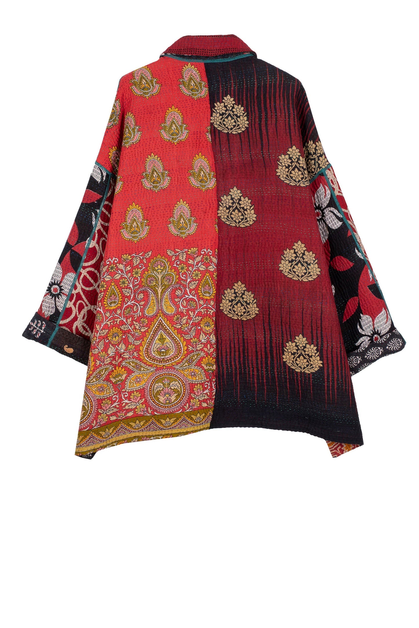 PUZZLE KANTHA OVERSIZED MINI COAT - pz4332-red -