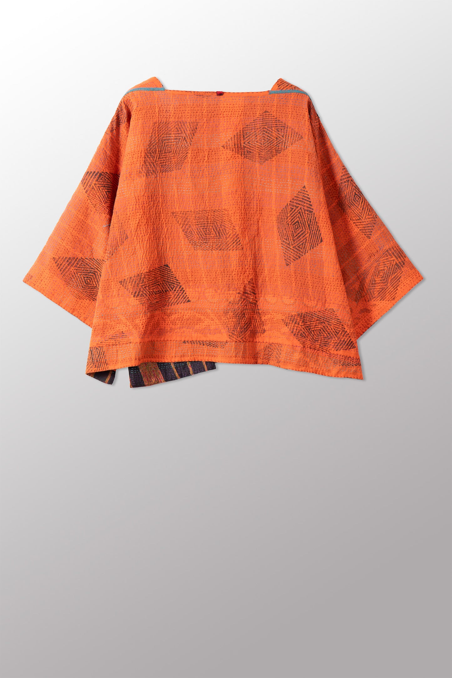 VINTAGE COTTON & NEW VOILE KANTHA 3/4 SLV. CROP TOP MIO - cn2538-0001a -