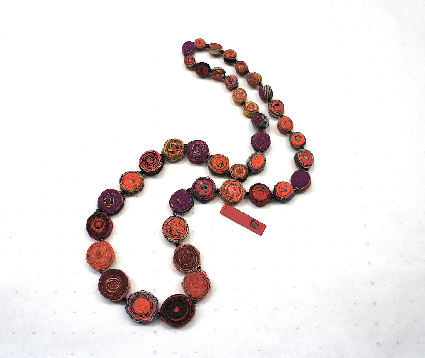 VINTAGE COTTON KANTHA SIMPLE EDDY LONG NECKLACE - cv2714-org -