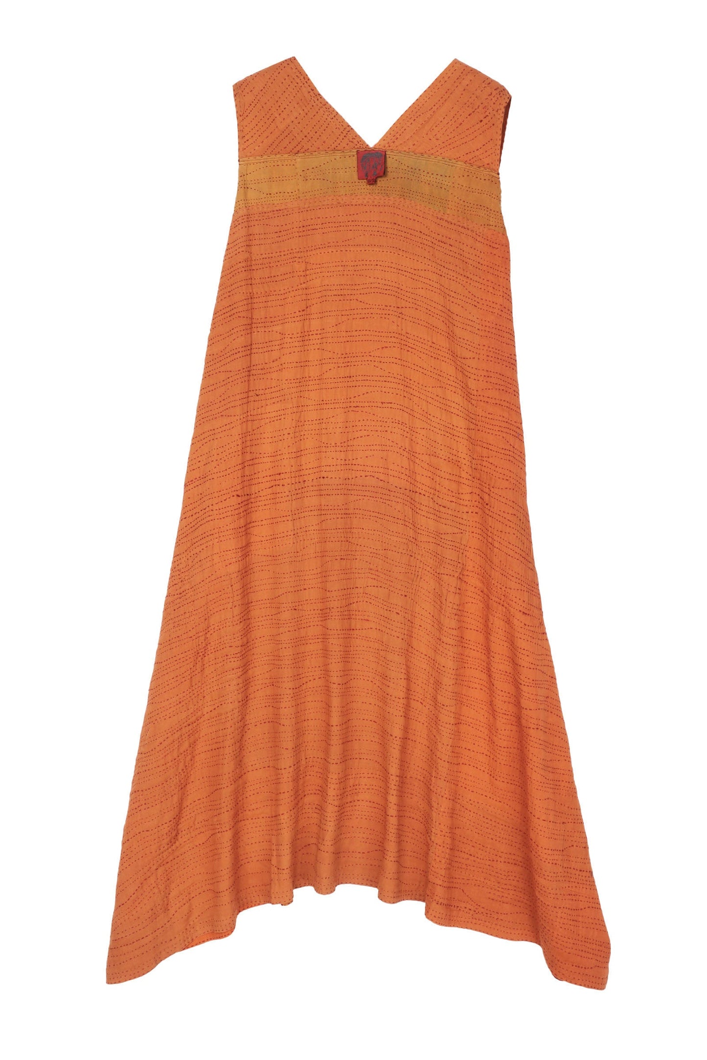 SOLID PATCH KANTHA TENT DRESS - ps2413-org -