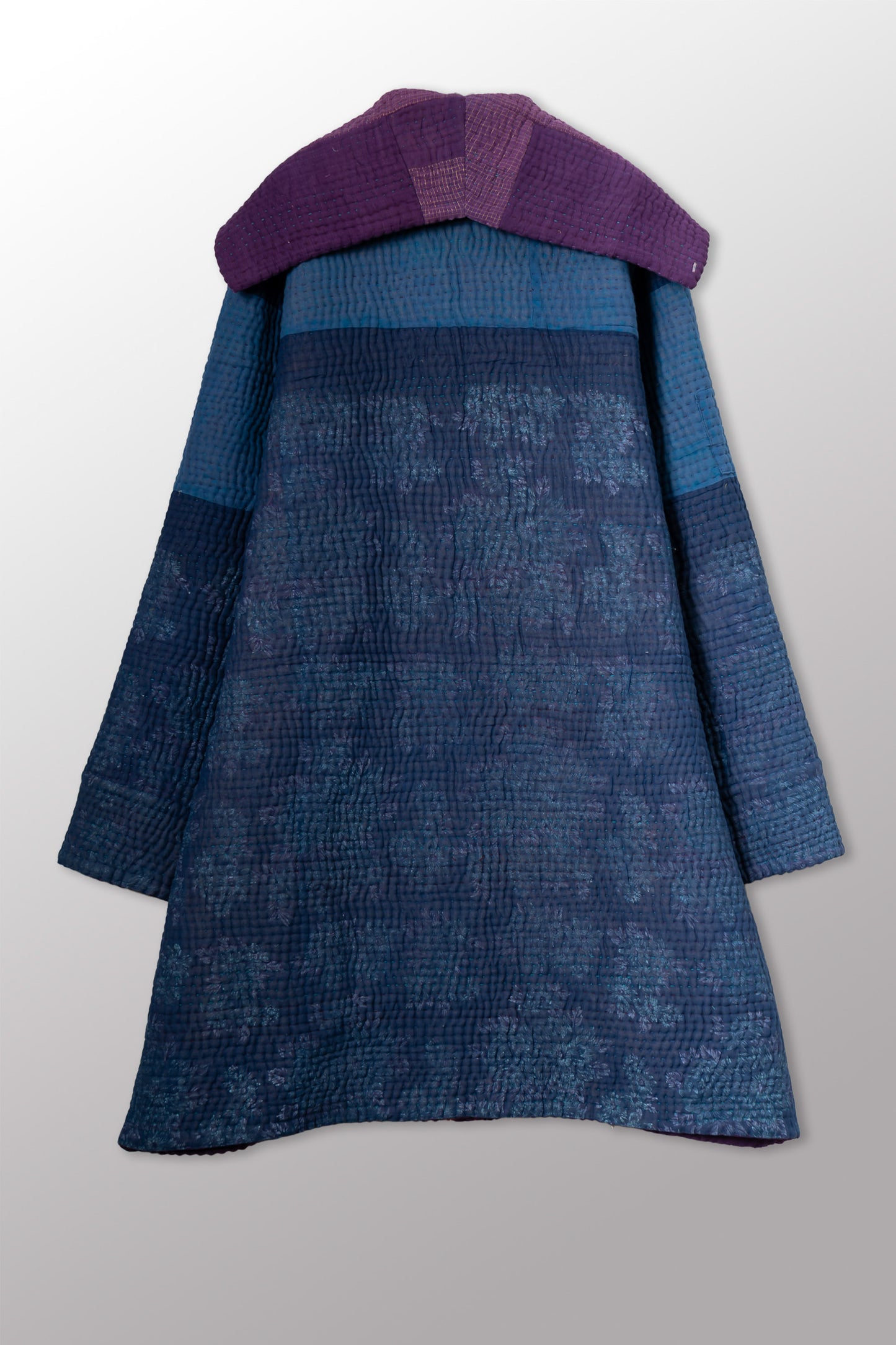 QUILTED OVERDYE COTTON KANTHA POCKET MEDIUM COAT - oq5346-cblu012m -