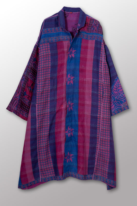 VINTAGE COTTON & NEW VOILE KANTHA NEW OVERSIZED COAT - cn2342-0004a -