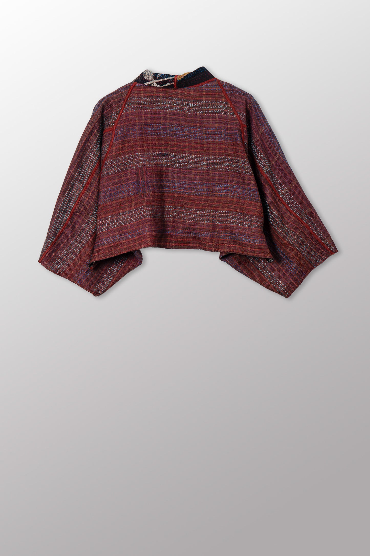 VINTAGE SILK GEORGETTE KANTHA PUFF SLV. SHRUG - sg2062-0012a -