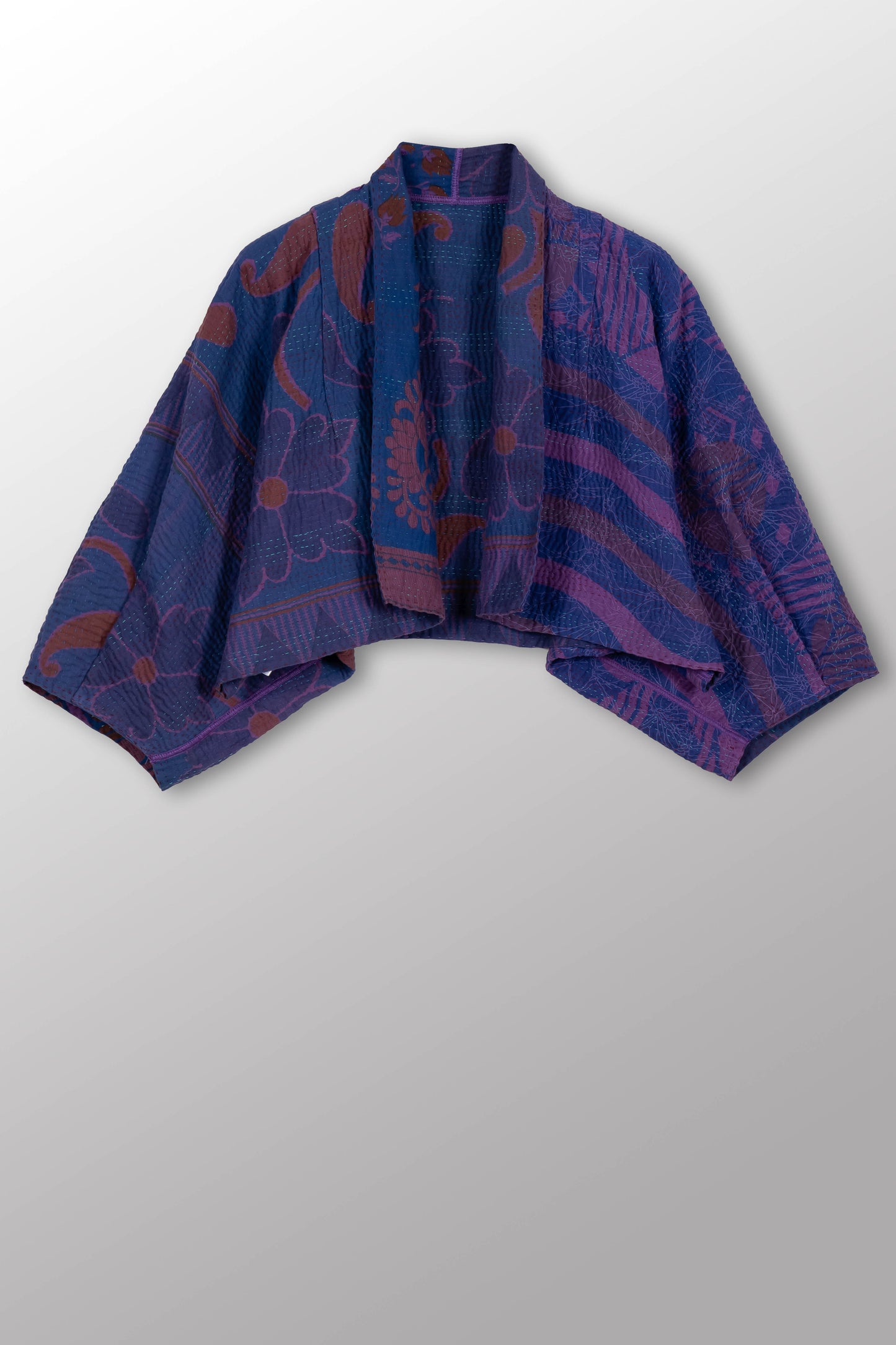 COTTON OVERDYE KANTHA PUFF SLV. SHRUG - ov4062-cprp009a -