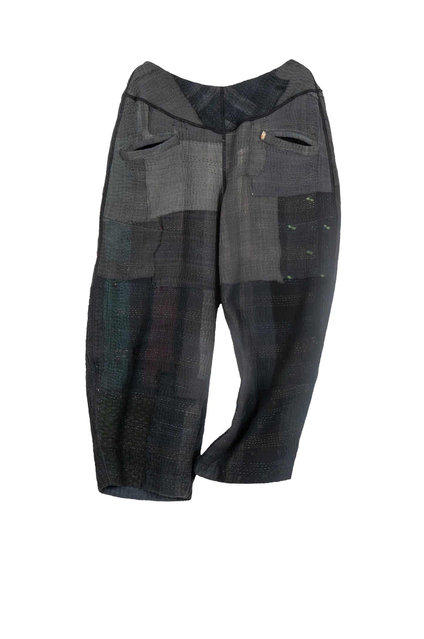 FRAYED PATCH KANTHA LANTERN PANTS - fi4634-blk -