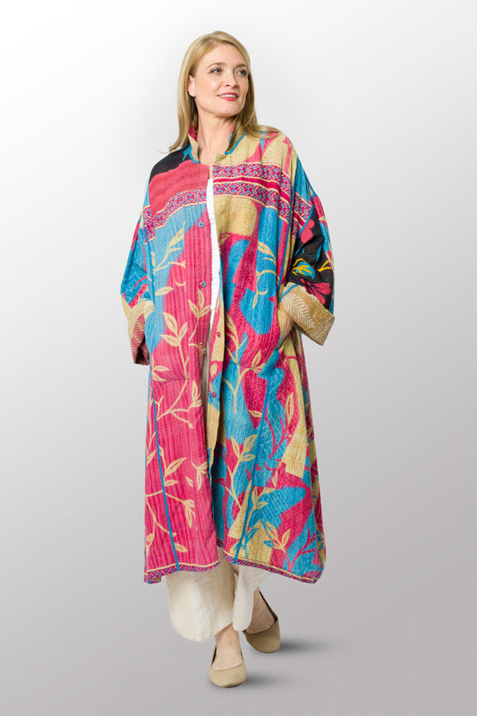 VINTAGE COTTON KANTHA NEW OVERSIZED COAT - cv2342-0001a -