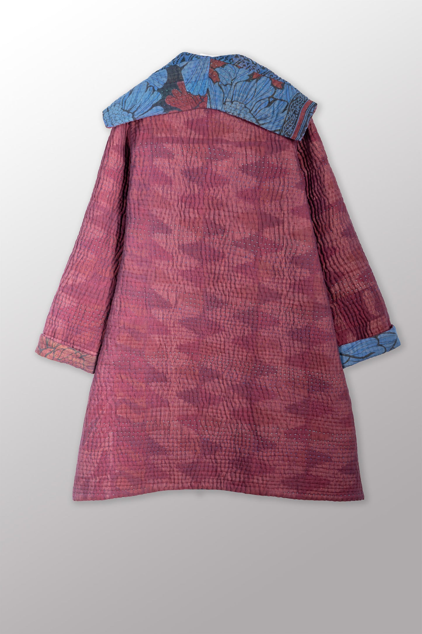 QUILTED OVERDYE COTTON KANTHA POCKET MEDIUM COAT - oq5346-cblu010m -