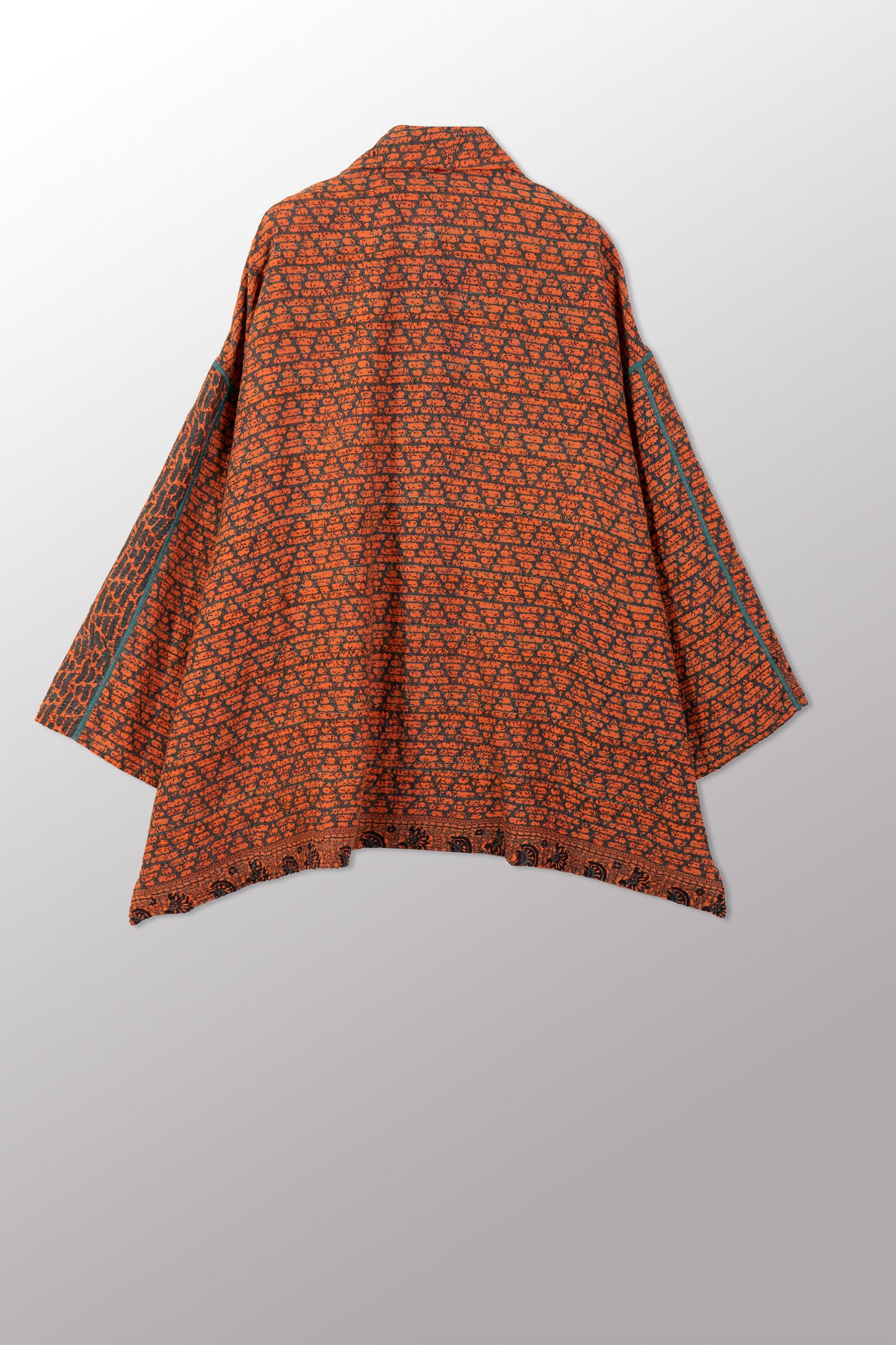 VINTAGE COTTON & NEW VOILE KANTHA OVERSIZED MINI COAT - cn2332-0001a -