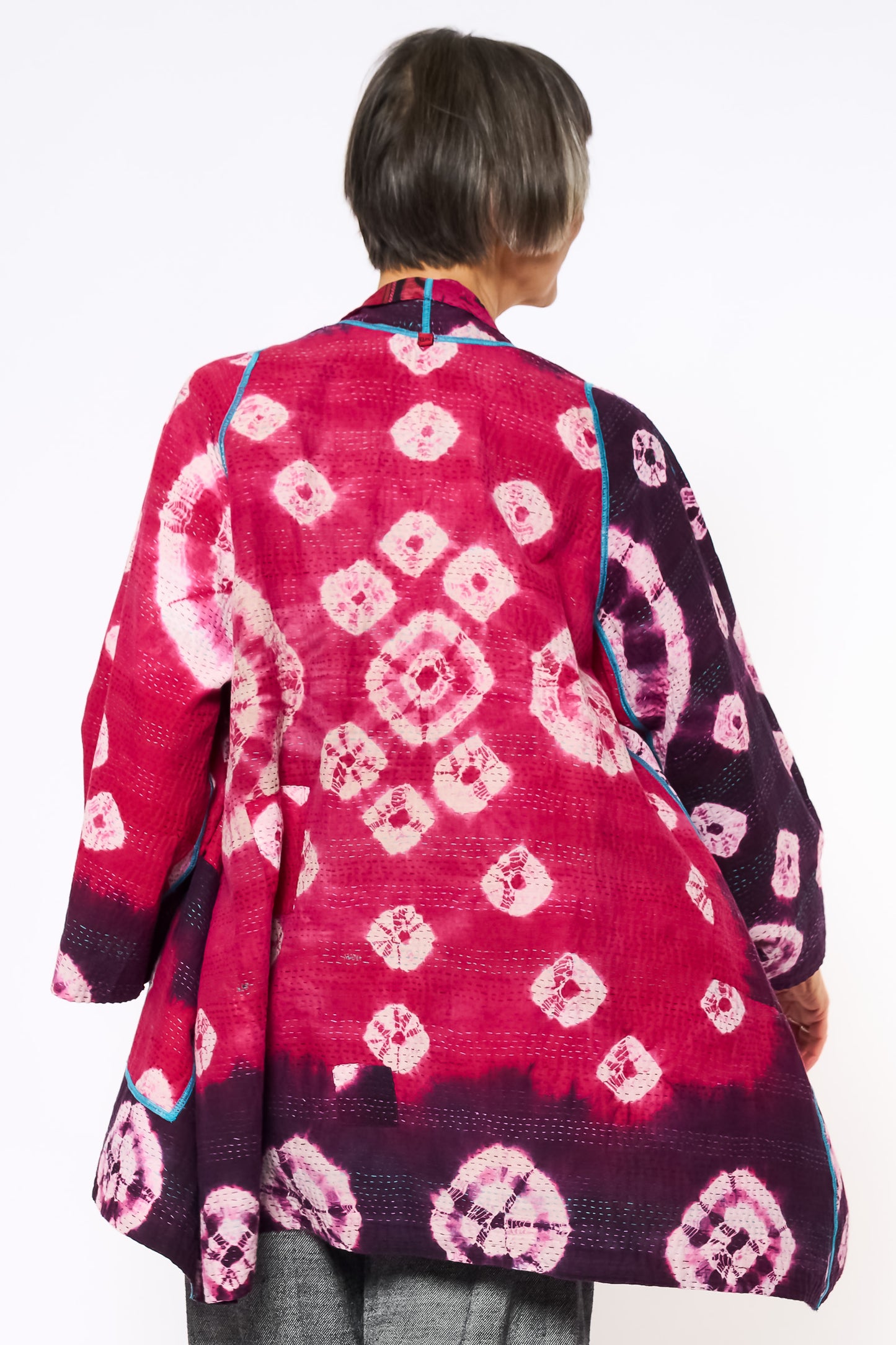 COTTON OVERDYE KANTHA A-LINE JKT - ov2003-cred005a -