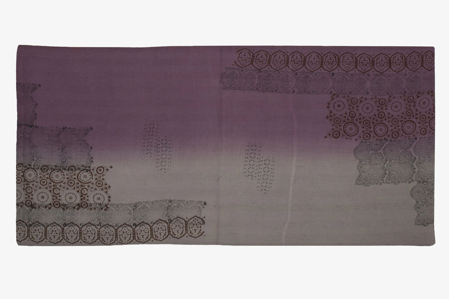 Vintage Fray Patch & Ombre Kantha Day Bed Mattress Cover -Chocolate