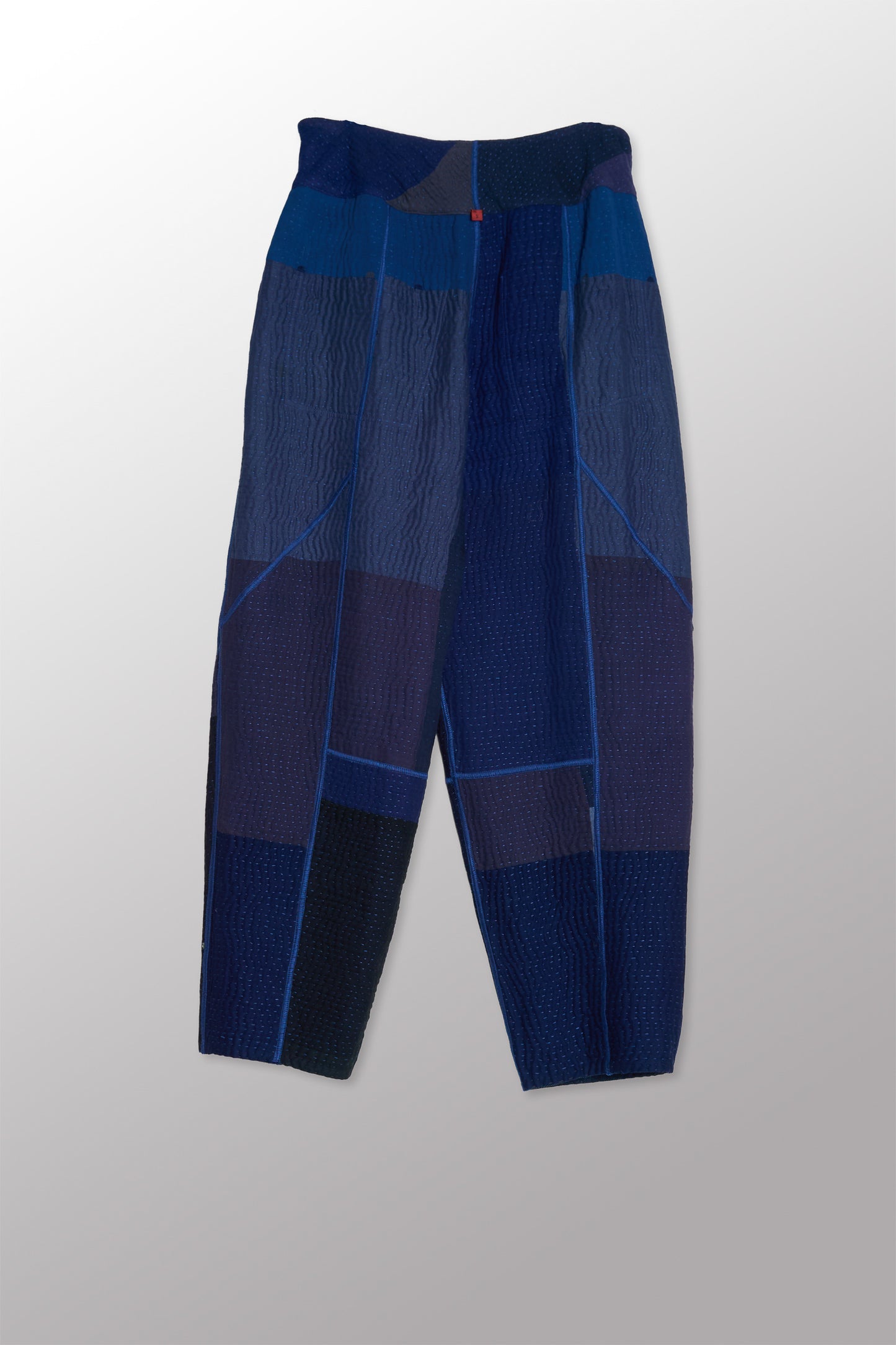 DENIM SUN-DYE KANTHA PANELED LANTERN PANTS - ds3675-nvy -