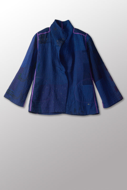 MUJI PATCH KANTHA SHORT JKT - mp4007-nvy -