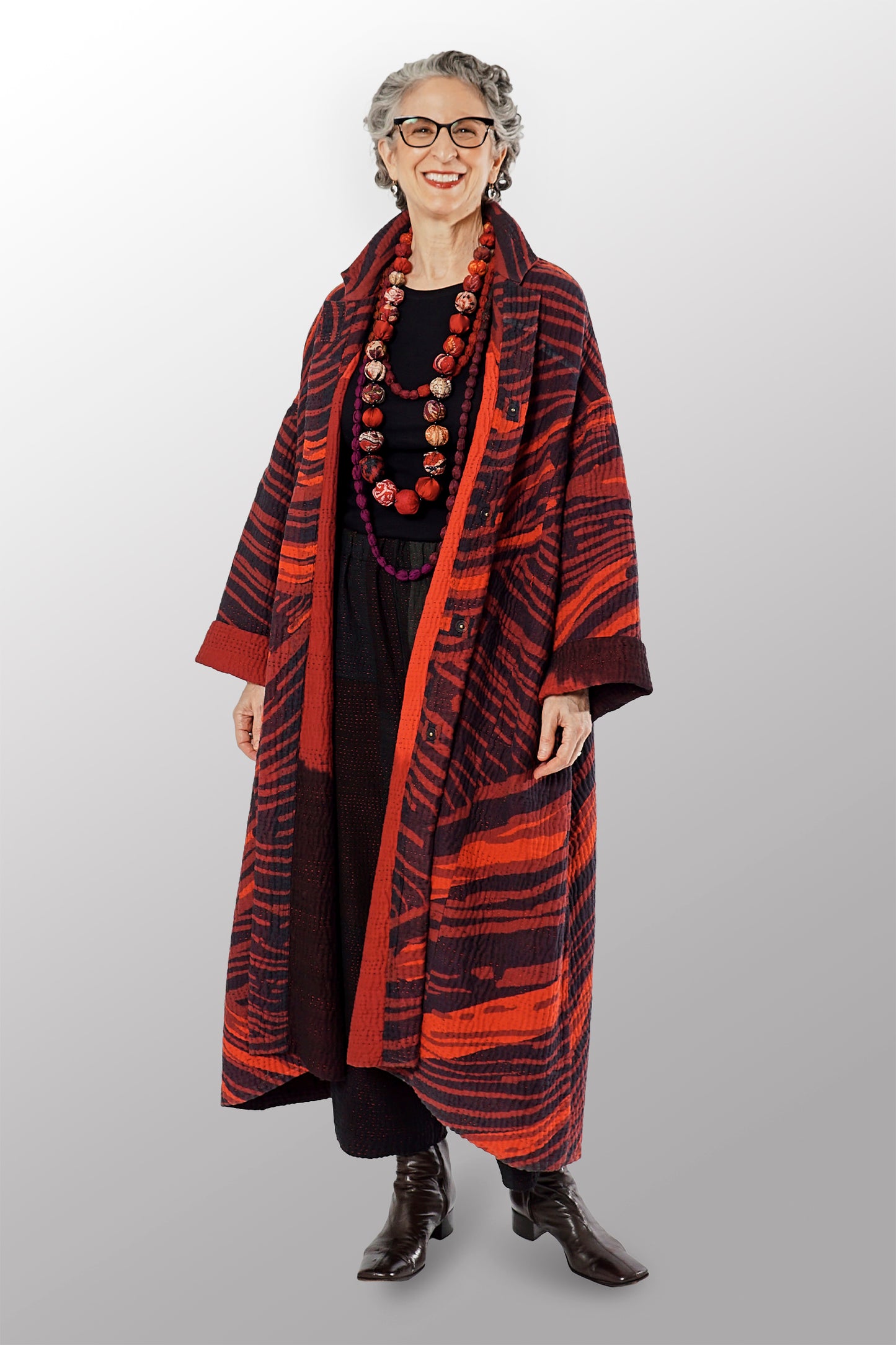 MAGMA AND OMBRE KANTHA NEW OVERSIZED COAT - mw5342-red -