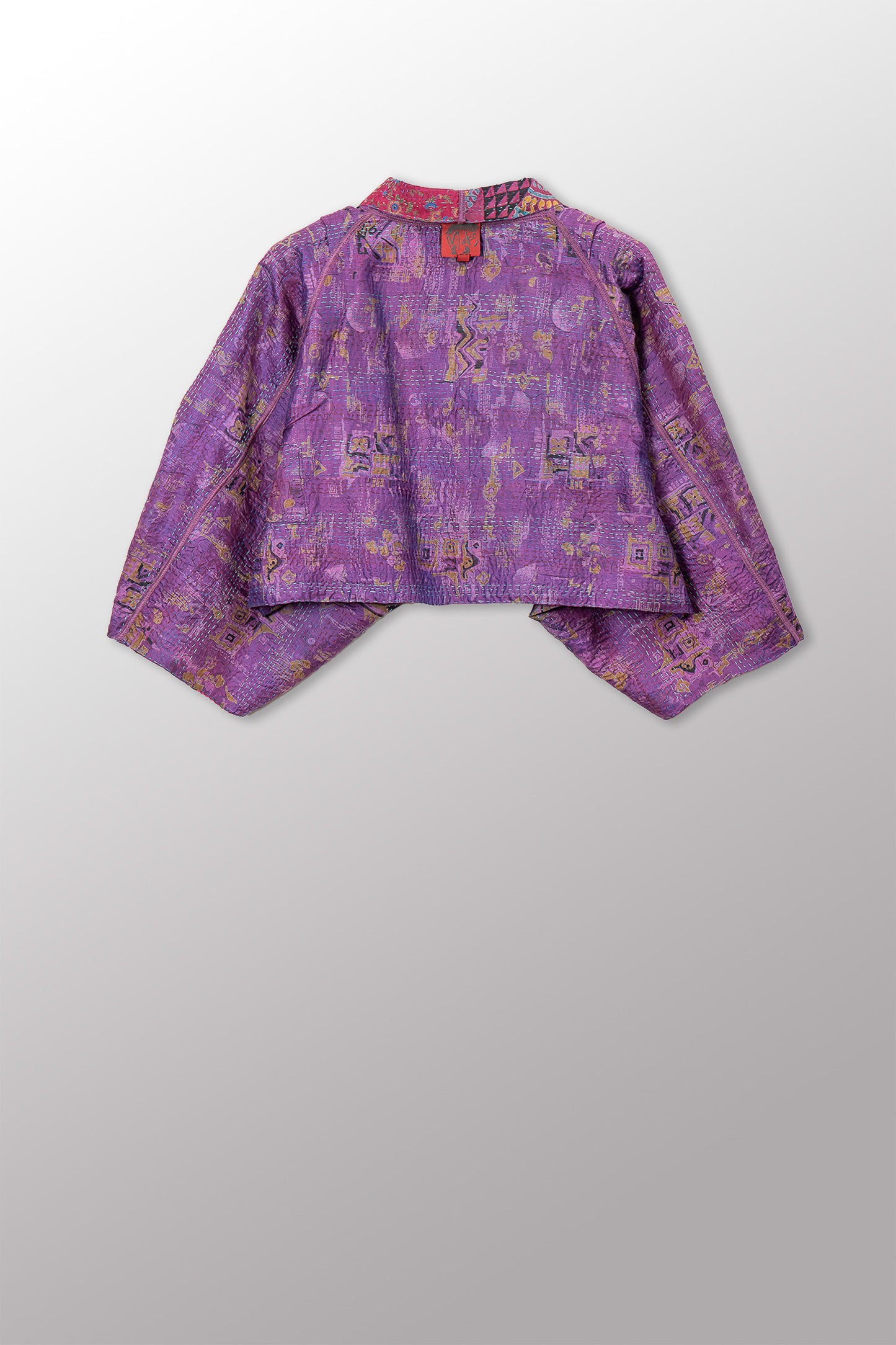 VINTAGE SILK KANTHA PUFF SLV. SHRUG - sv2062-0033a -