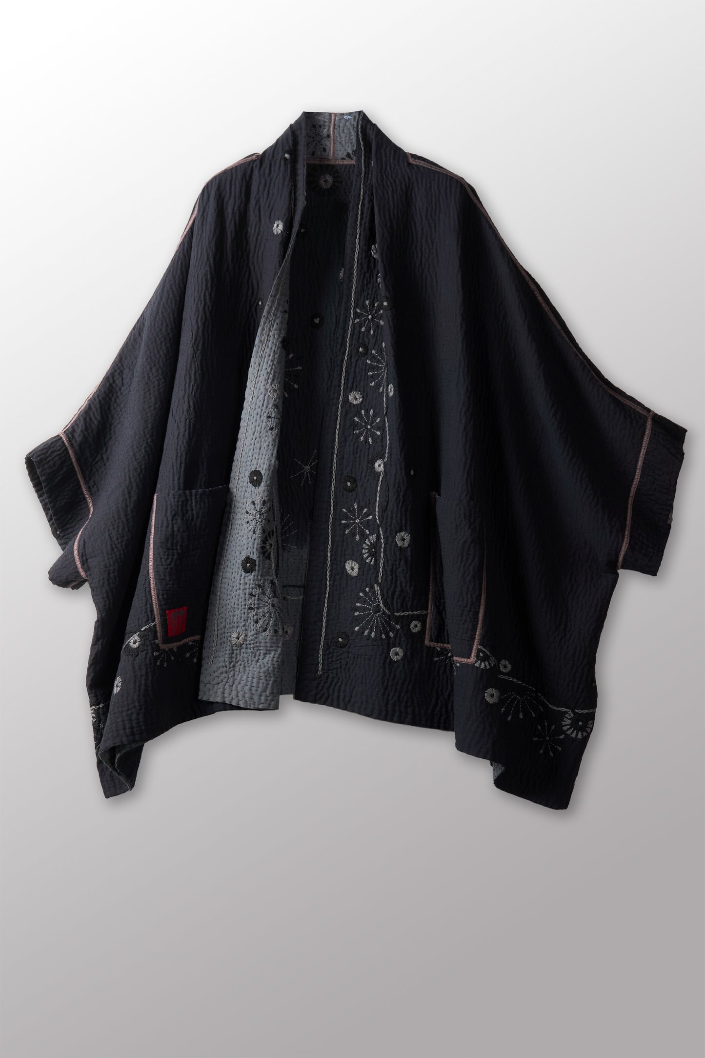 OMBRE SUN RALLI FIREWORKS KANTHA DOUBLE COLLAR PONCHO - of4323-gry -