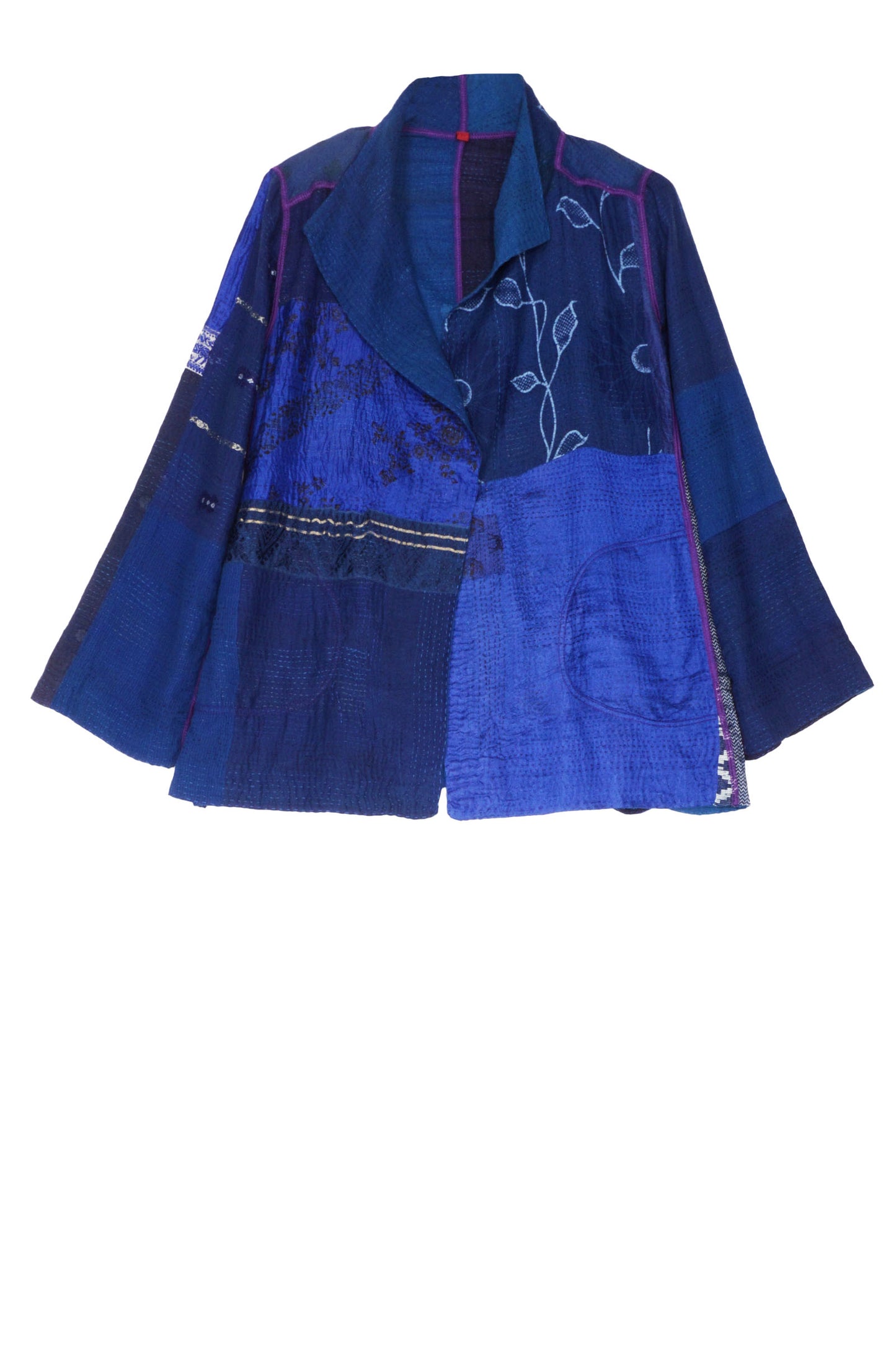 COTTON SILK SW PATCH KANTHA SHORT JKT - ws2007-blu -