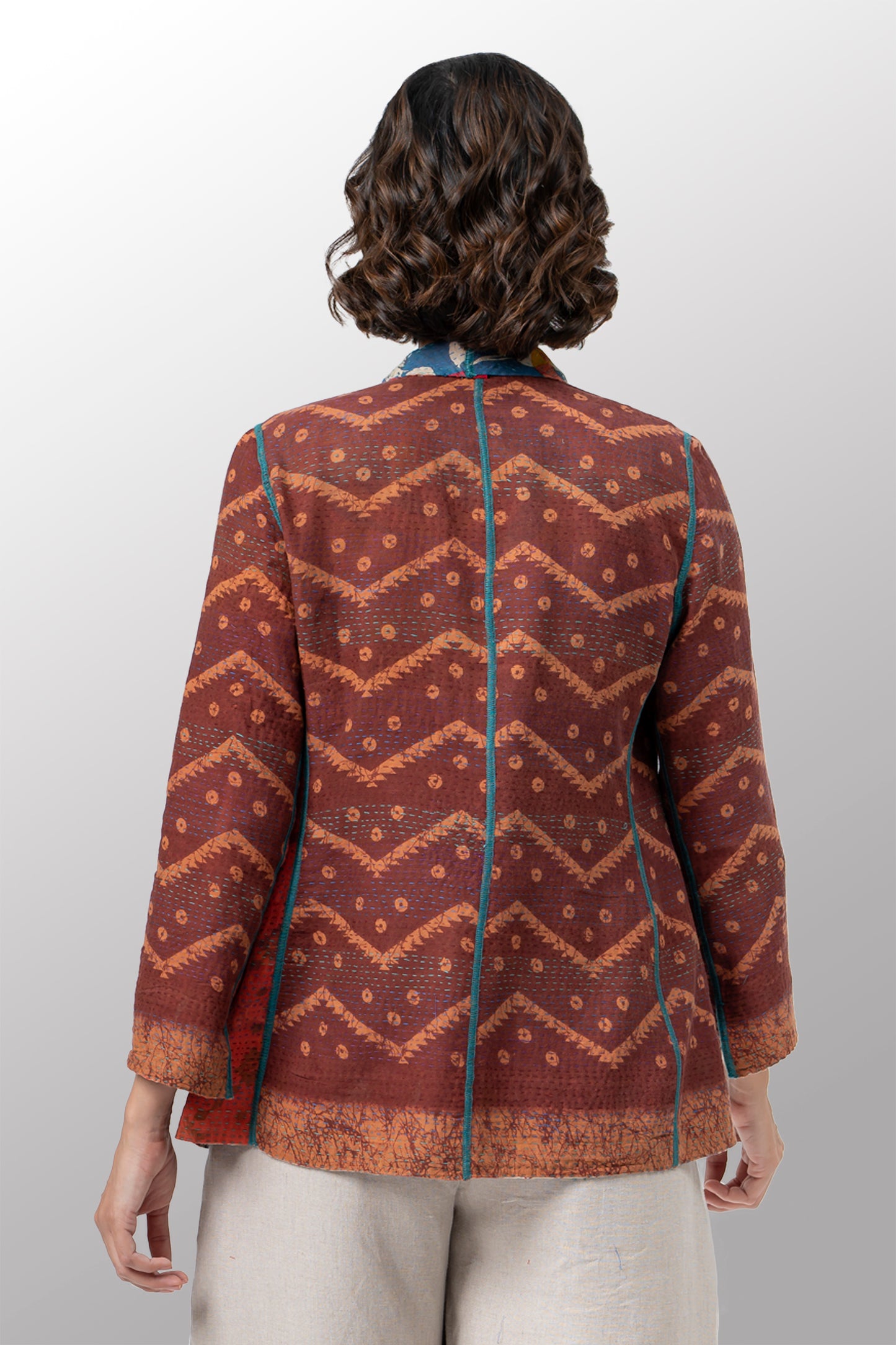 VINTAGE COTTON KANTHA SHORT JKT - cv2007-0086s -