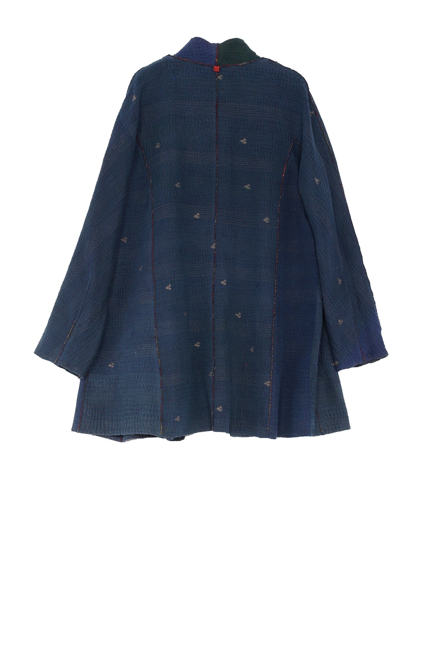 FRAYED PATCH KANTHA HIGH-NECK TOPPER - fi4045-nvy -