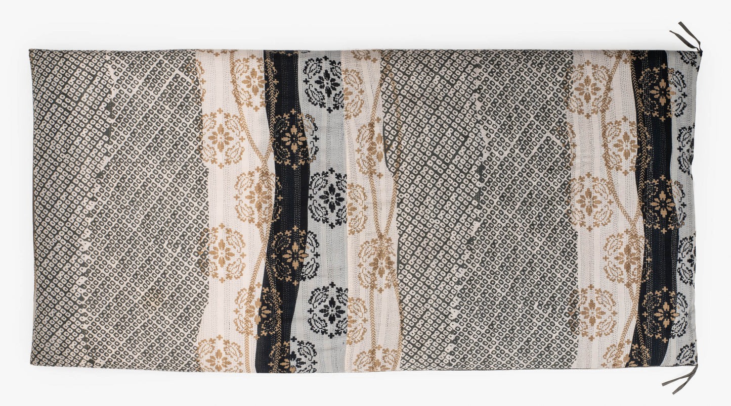 Kimono Cotton Kantha Day Bed Mattress Cover -Black -