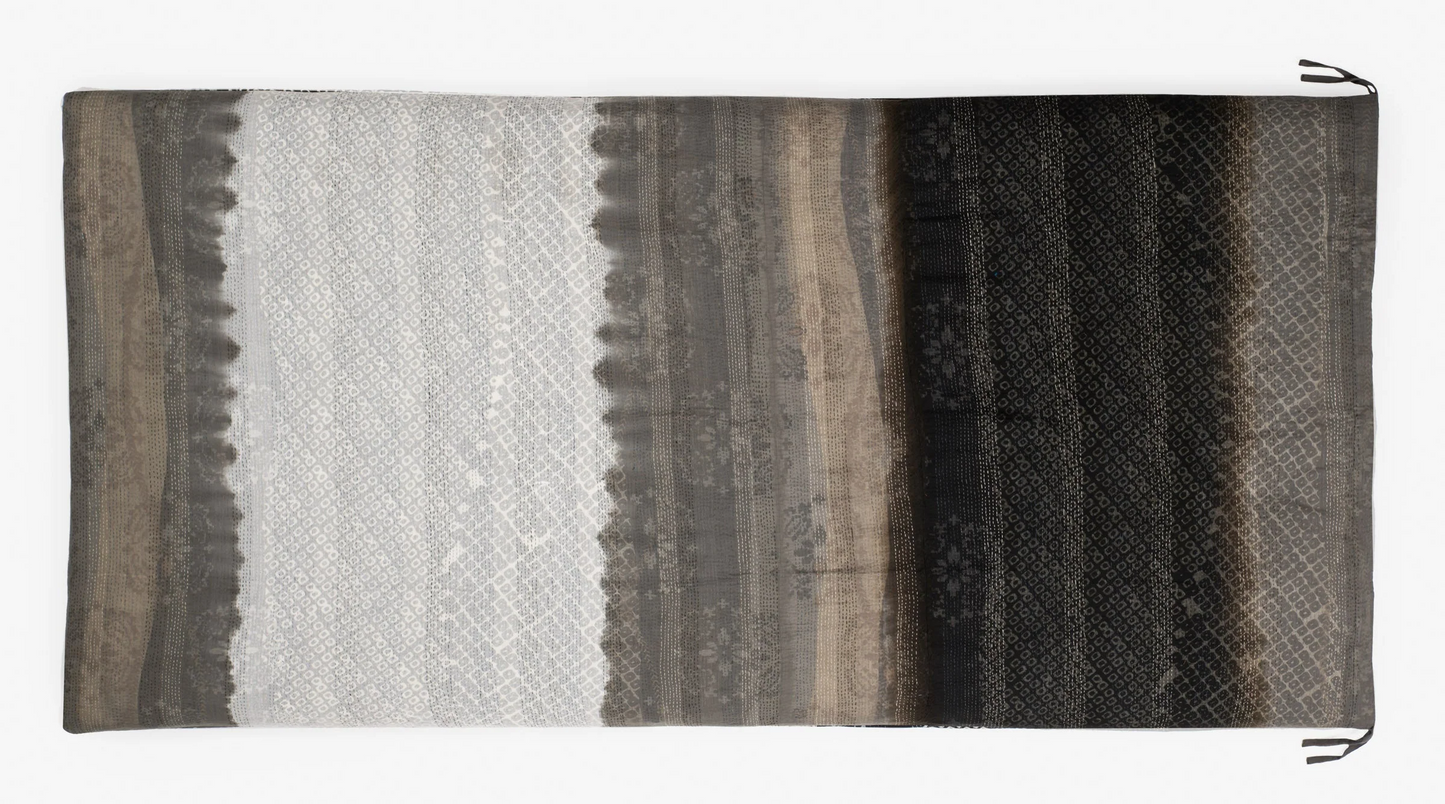 Kimono Cotton Kantha Day Bed Mattress Cover -Black -