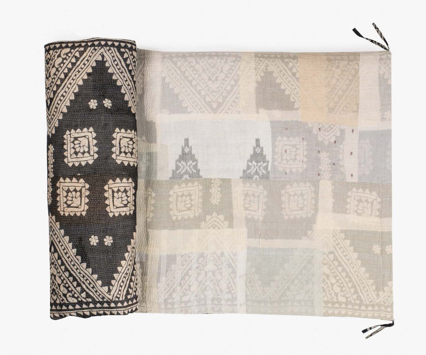 Mosaic Fray Handmade Vintage Kantha Day Bed Mattress Cover -Cauliflower-