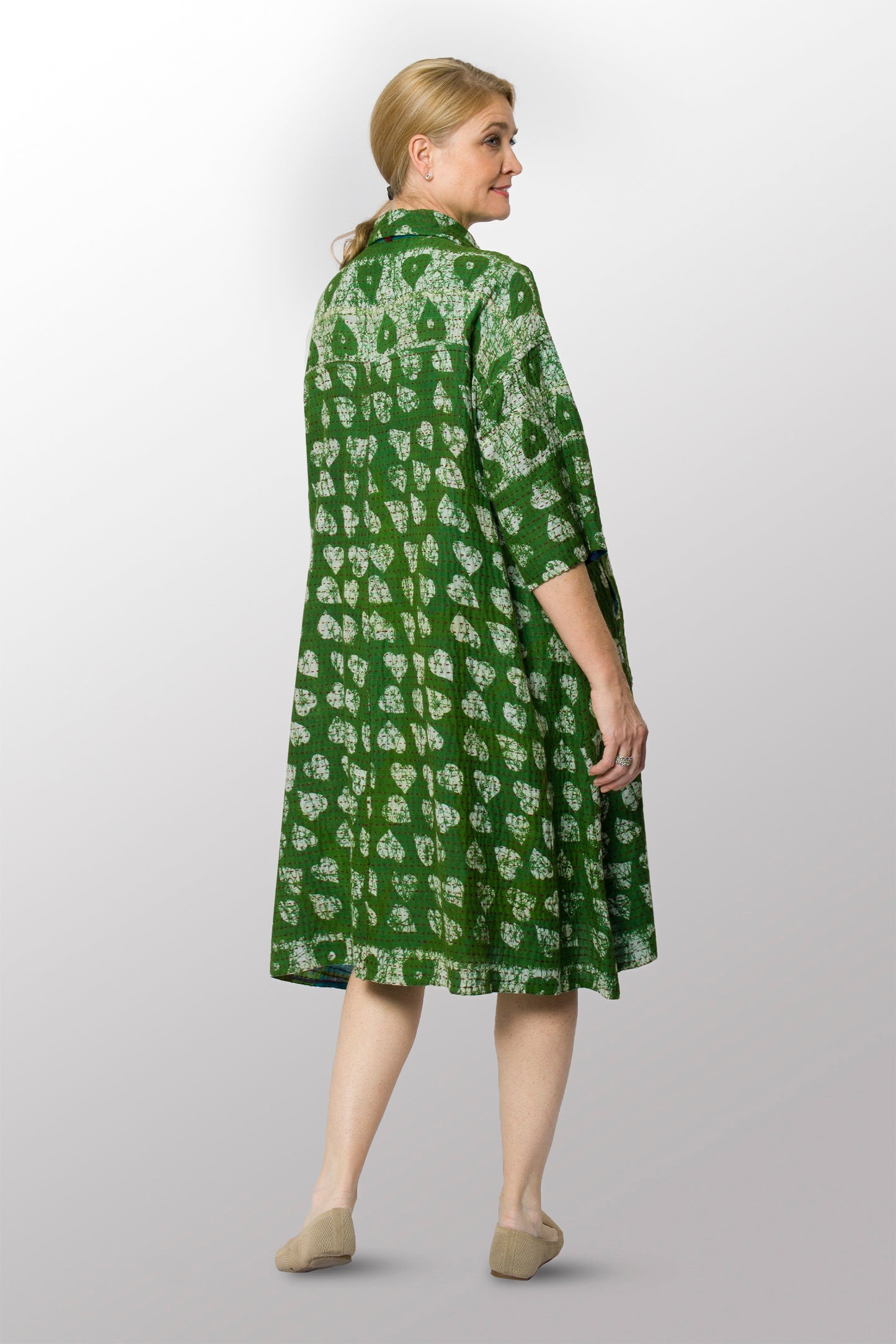 VINTAGE COTTON BBK KANTHA 3/4 SLV. SHIRT DRESS - bb2459-0001s -