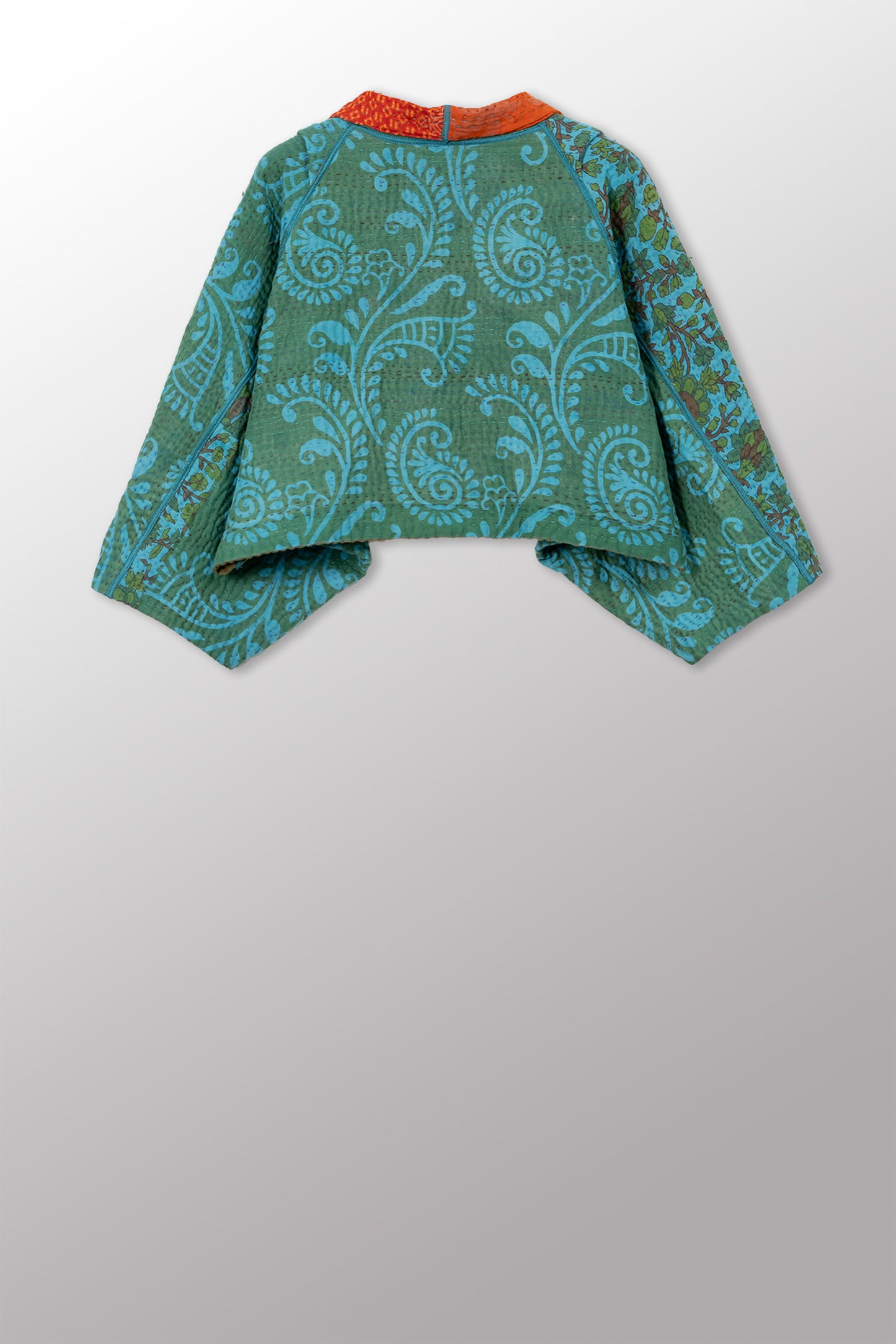 COTTON OVERDYE KANTHA PUFF SLV. SHRUG - ov4062-ctel001a -