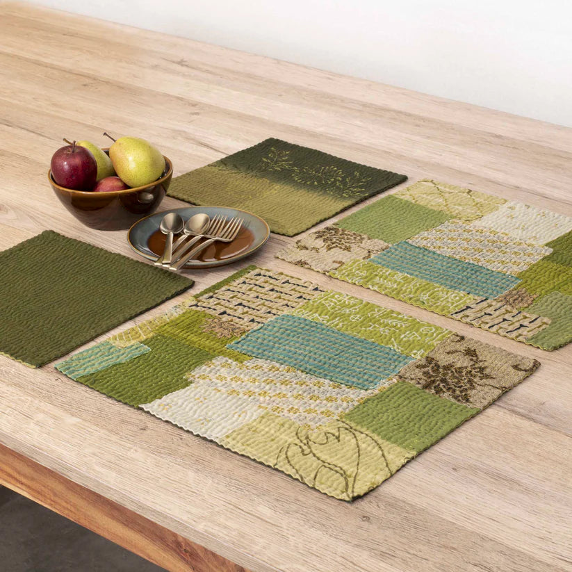 Ombre Patch Handmade Placemats - Green (SET OF 2)