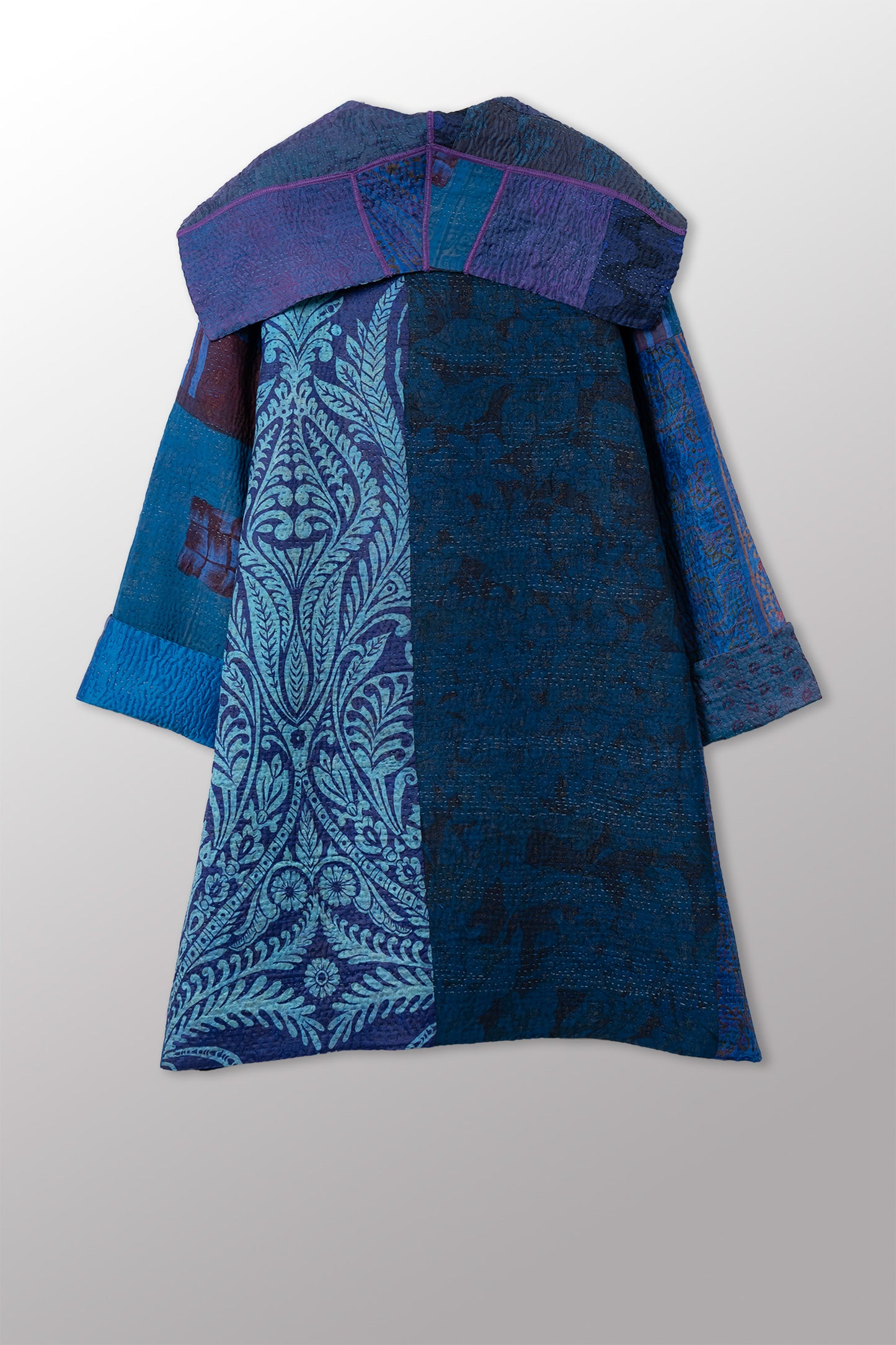 JACQUARD SILK KANTHA POCKET MEDIUM COAT - js4316-cnvy002m -