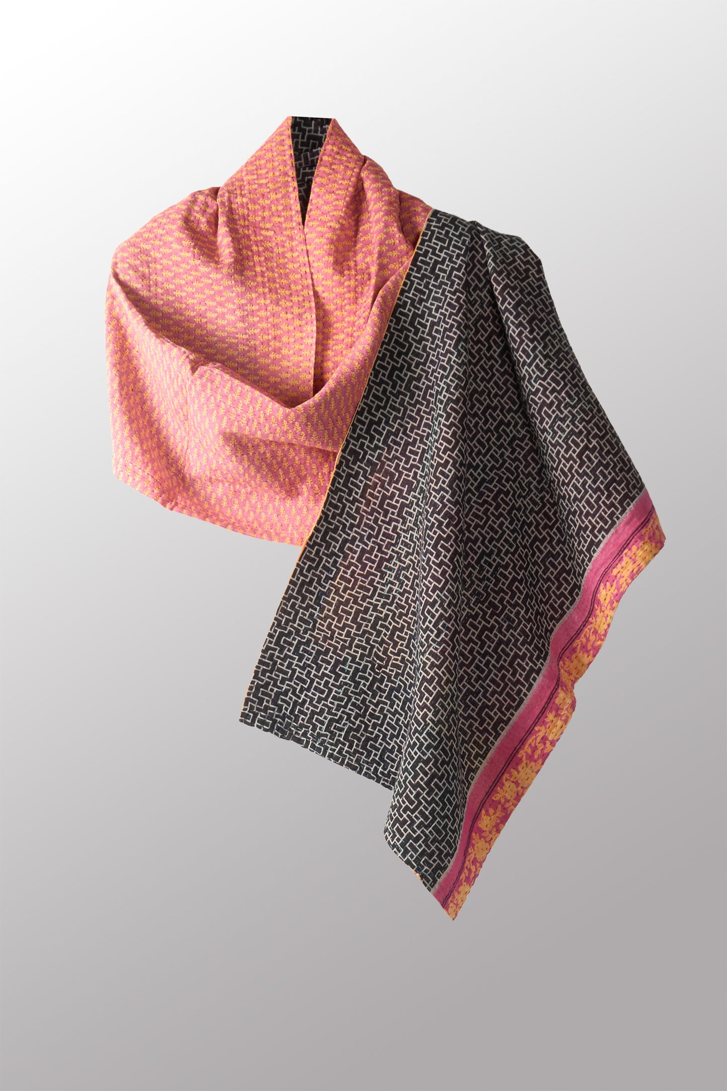 VINTAGE COTTON KANTHA SCARF STANDARD - cv2801-0007a -