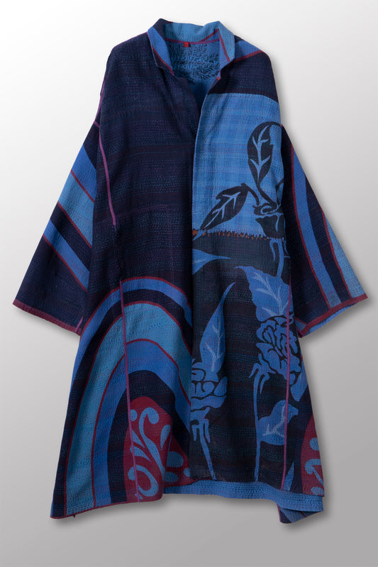 VINTAGE COTTON & NEW VOILE KANTHA NEW OVERSIZED COAT - cn2342-0002a -