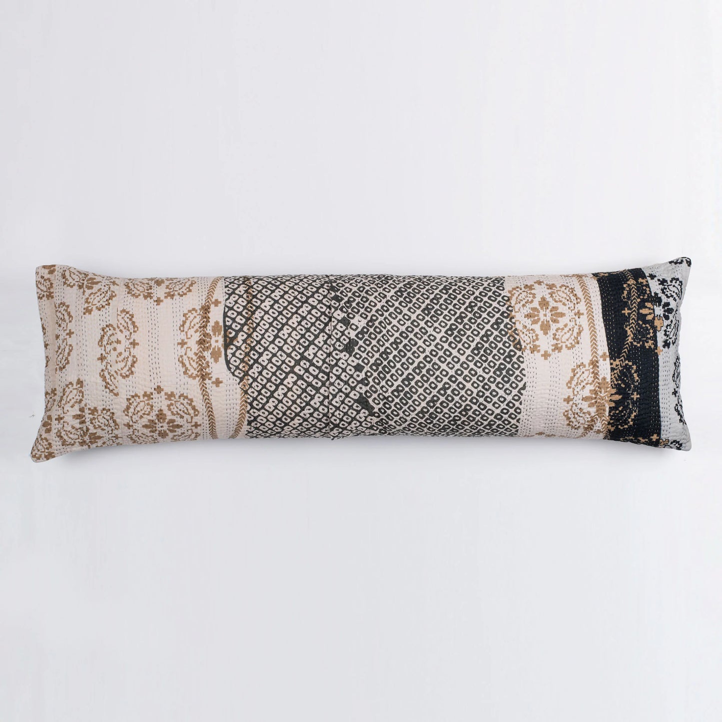 Cotton Ombre Handmade Kantha Lumber Pillow - Black