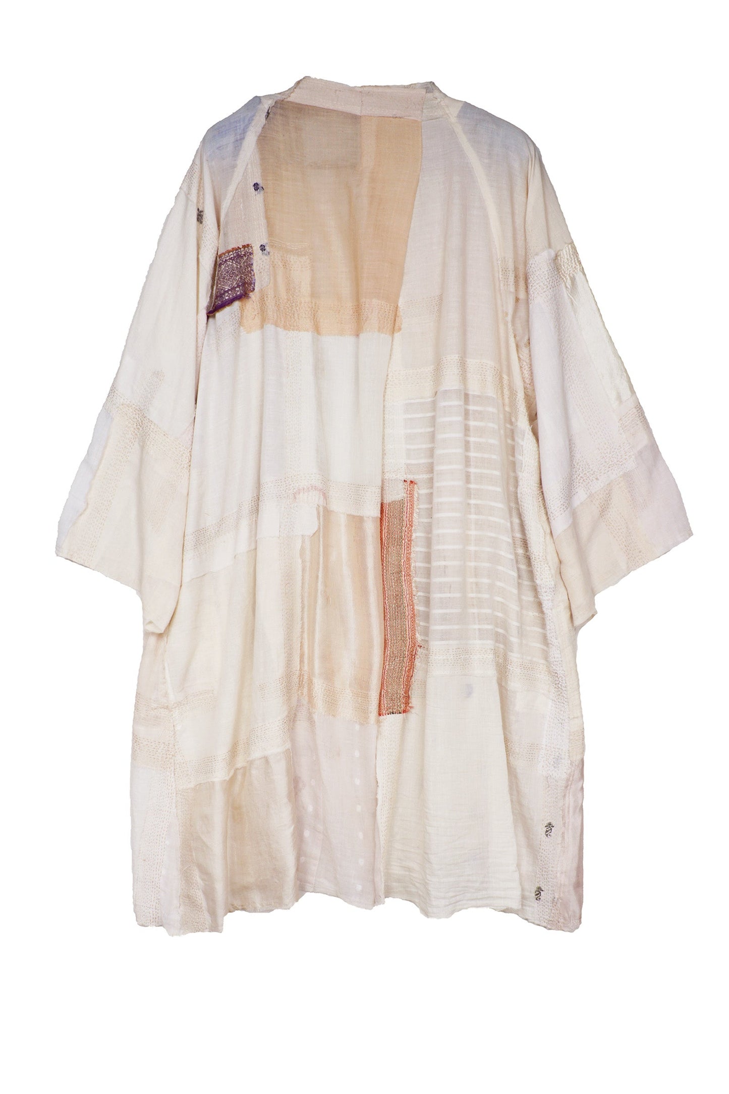 MOSAIC TILE PATCH KANTHA KIMONO DUSTER - mt1317-ivy -