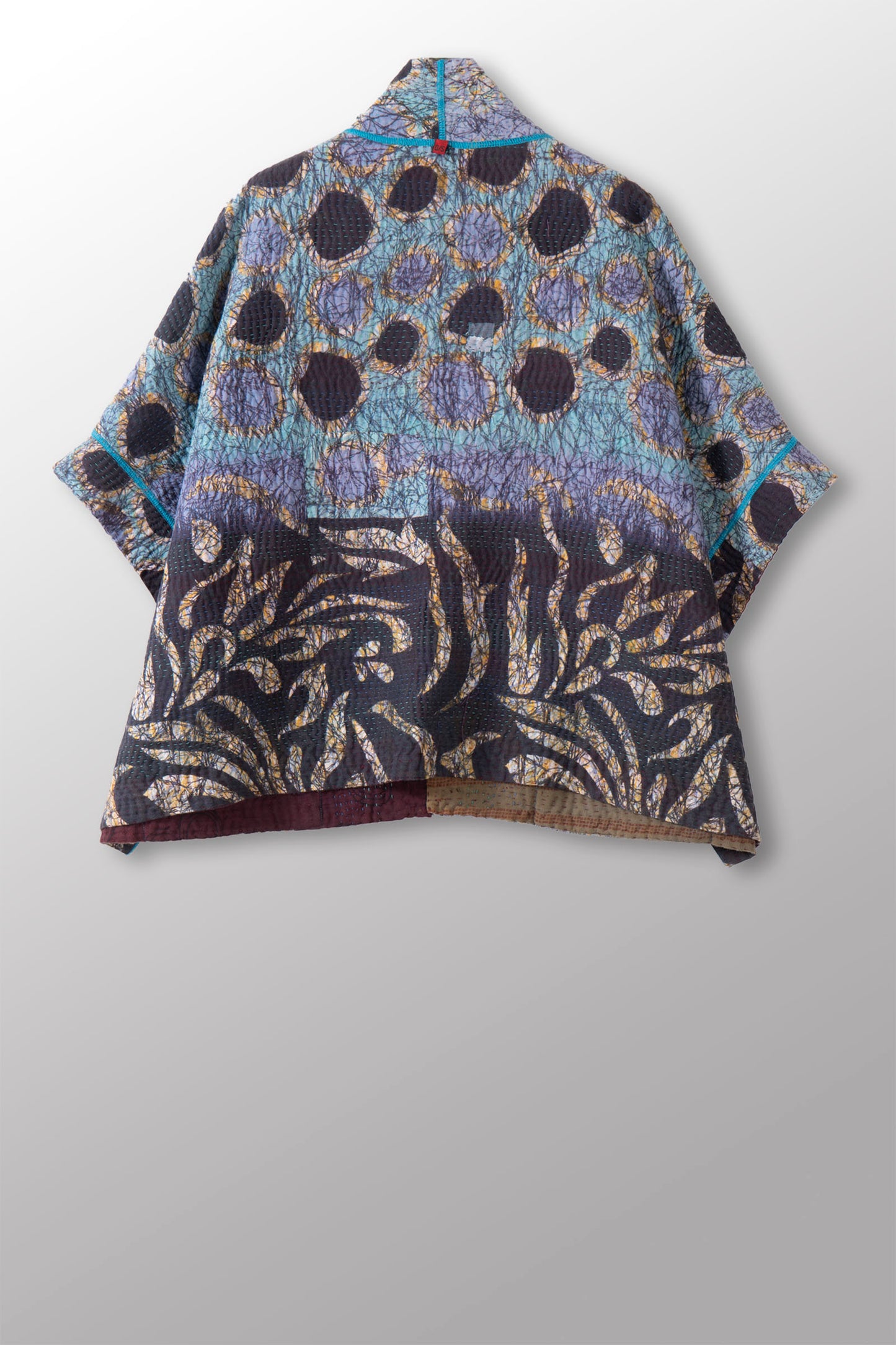COTTON OVERDYE KANTHA MINI PONCHO - ov4060-cblu004a -