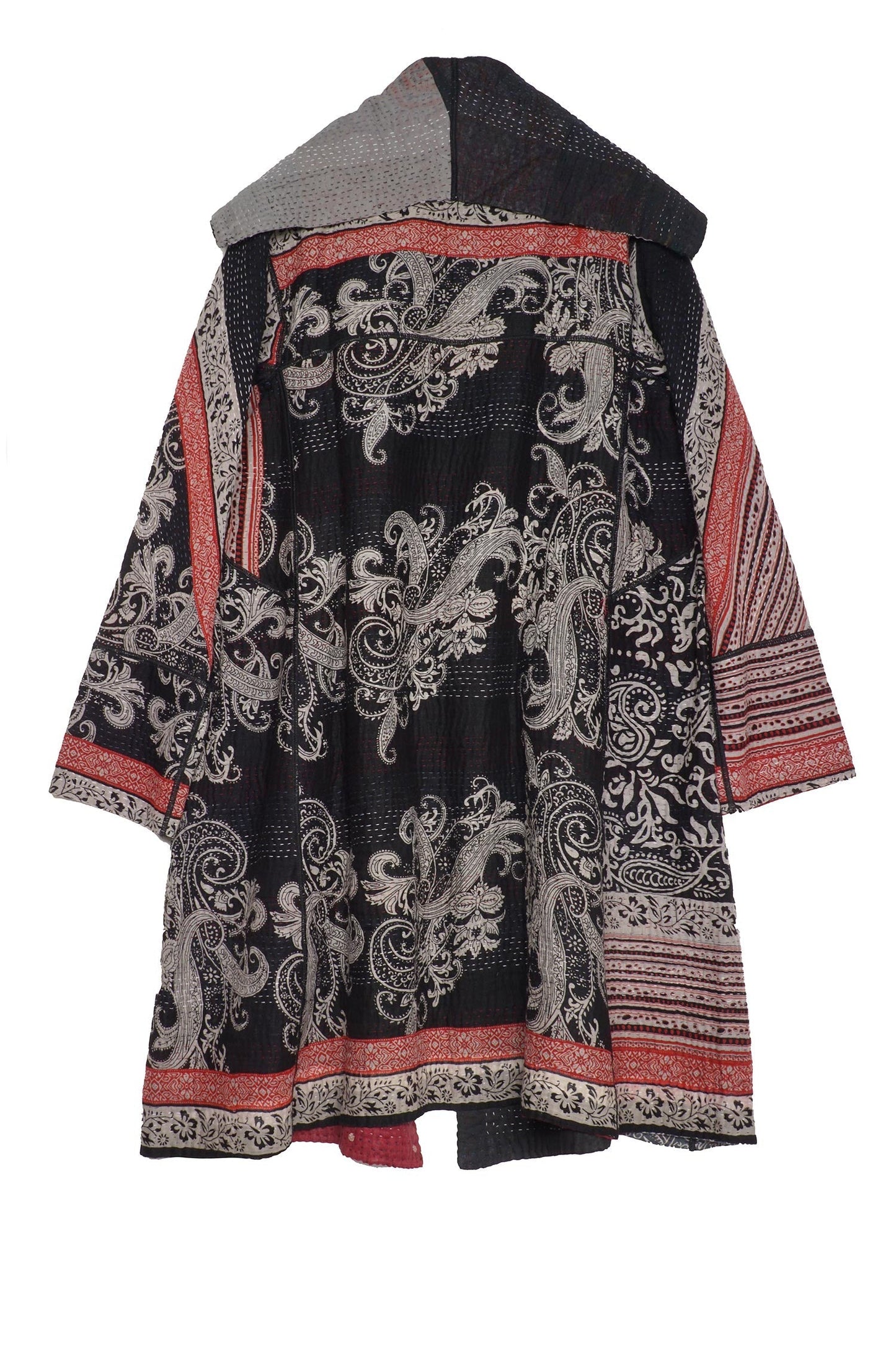 PAISLEY & PATCH KANTHA A-LINE COAT - py4309-blk -