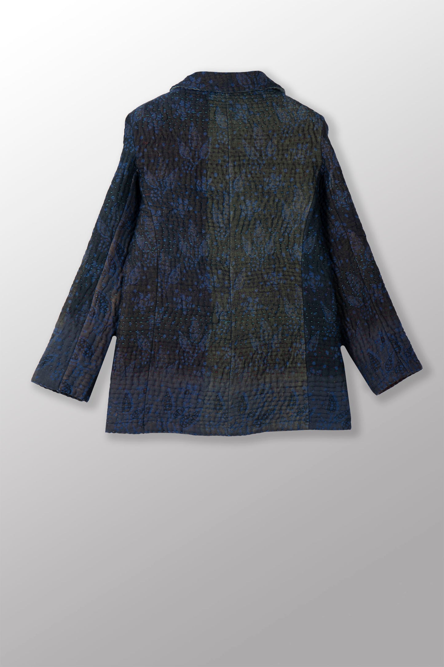 QUILTED OVERDYE COTTON KANTHA BASIC JACKET - oq5052-cblu001m -