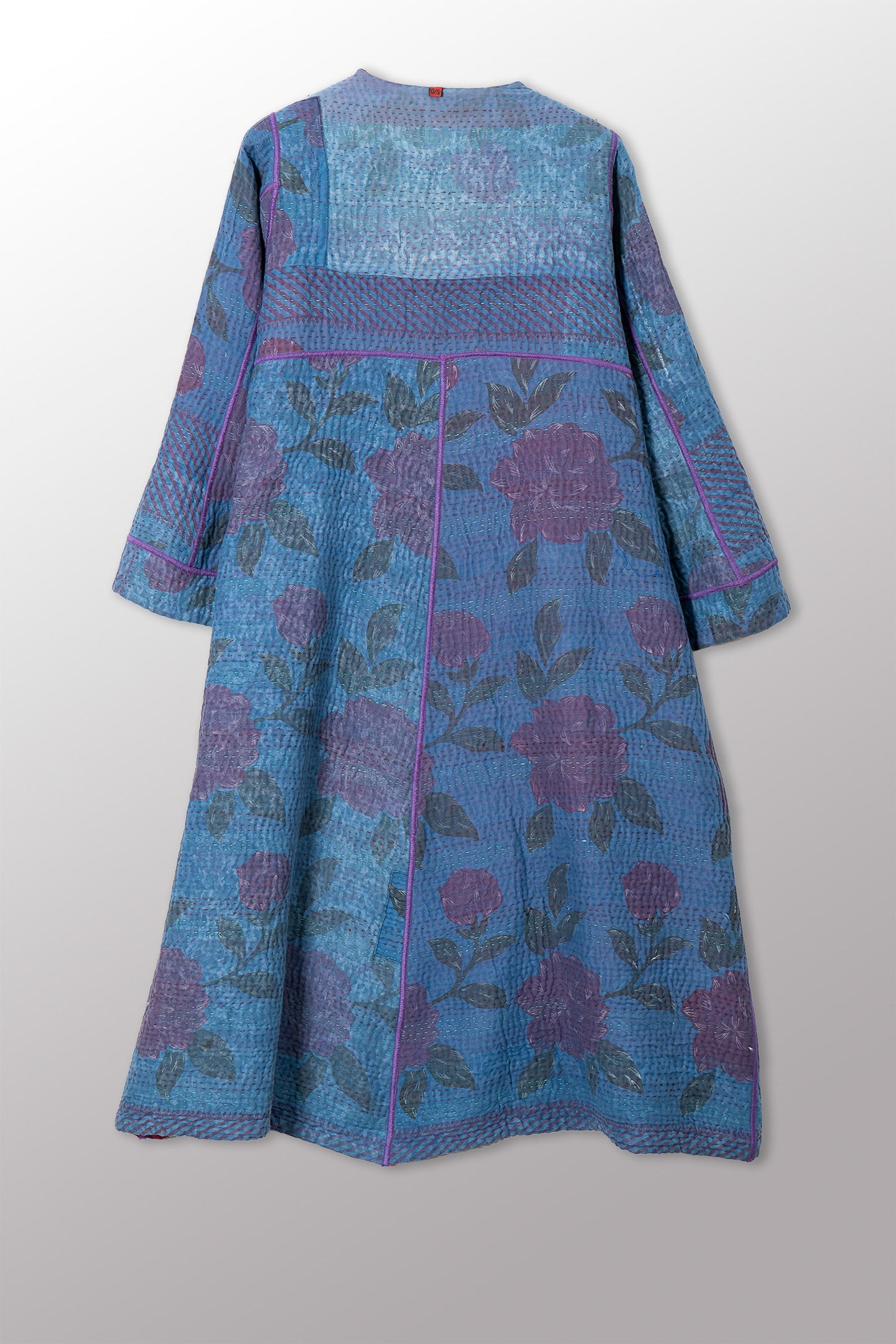 COTTON OVERDYE KANTHA WRAP FLARE COAT - ov4330-cfus001a -
