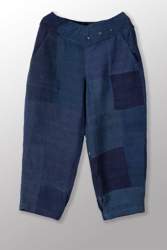 OMBRE PATCHED KANTHA NEW LANTERN PANTS - op4651-nvy -