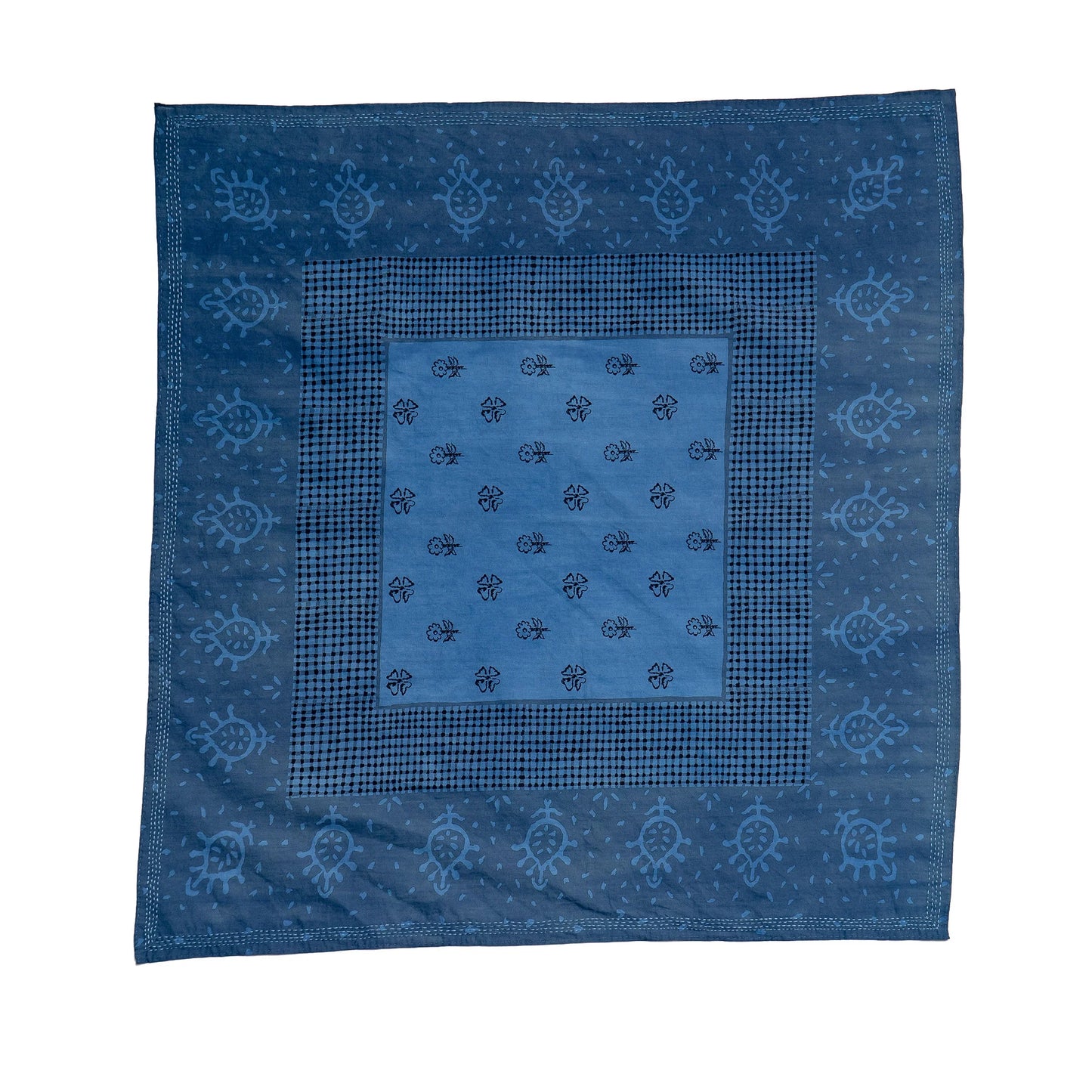 Bandana Handmade Cotton Square kantha -Navy