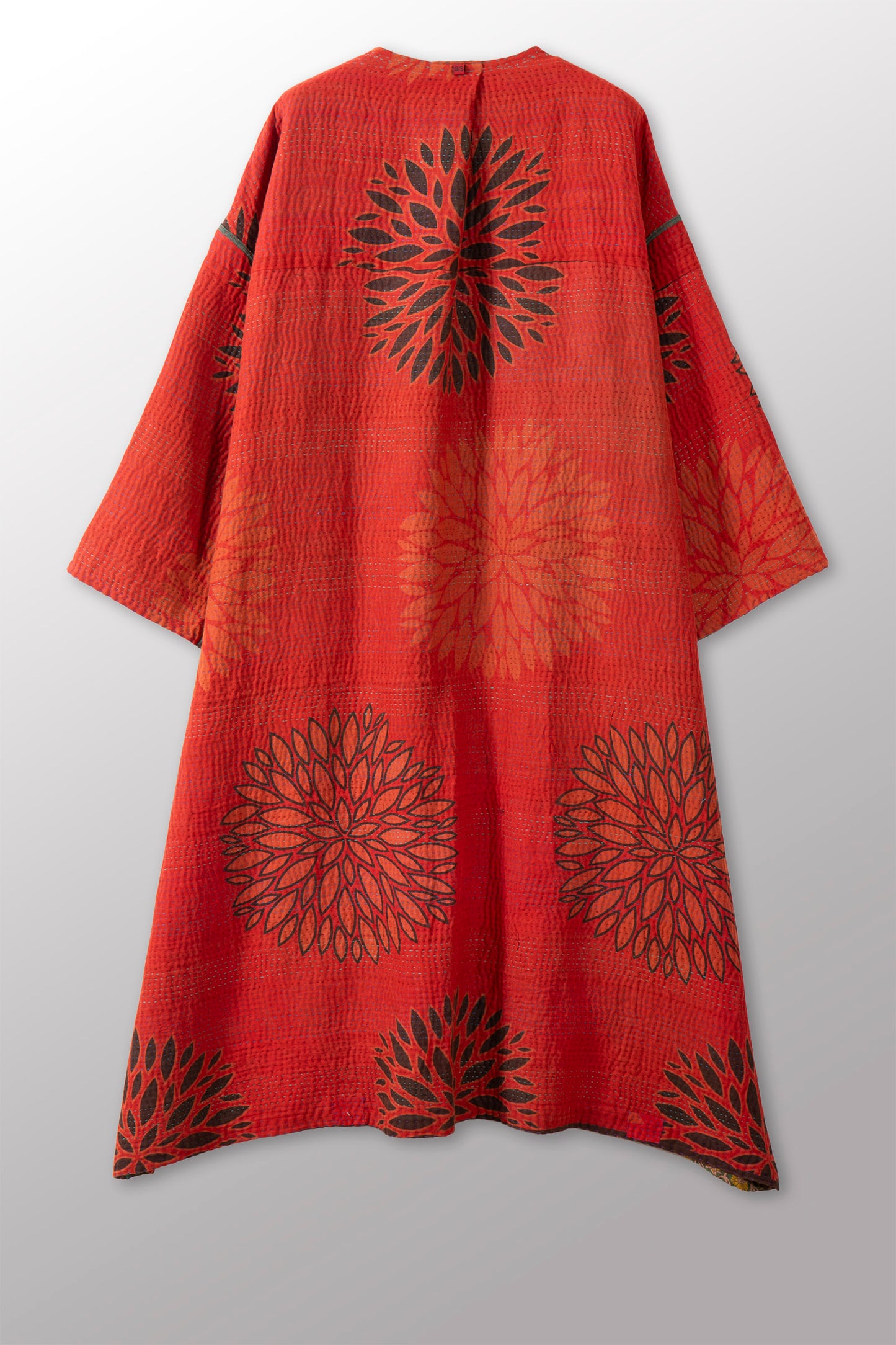 COTTON OVERDYE KANTHA LONG DUSTER - ov4328-cgrn003a -