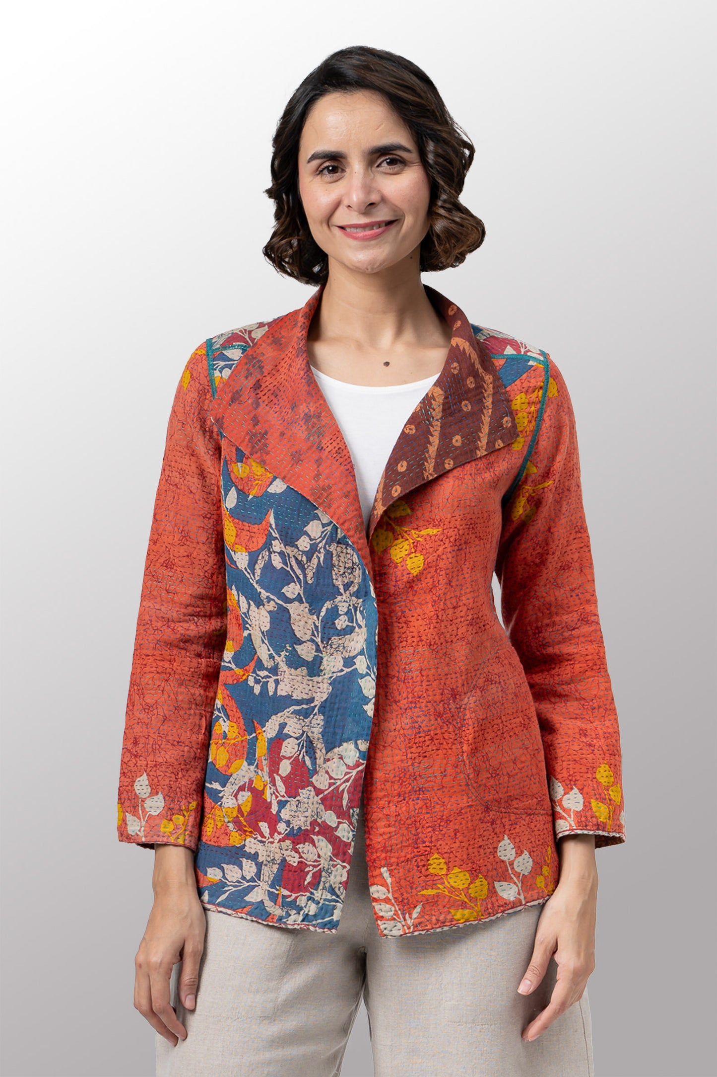 VINTAGE COTTON KANTHA SHORT JKT - cv2007-0085m -