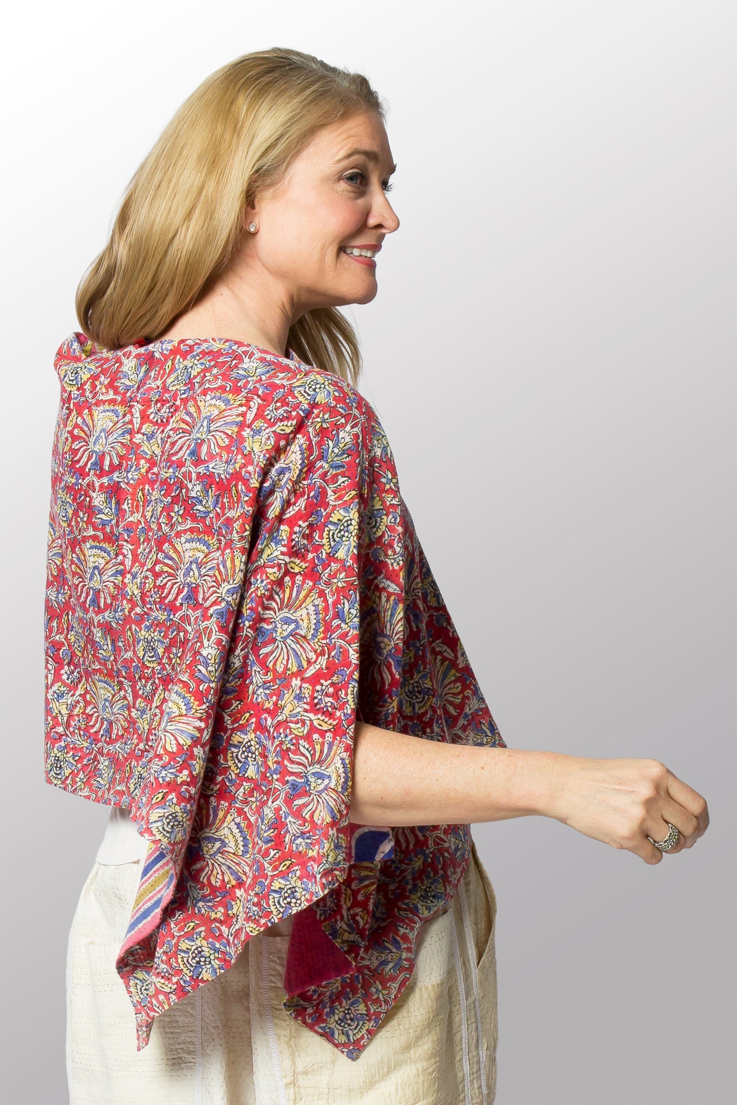 VINTAGE COTTON KANTHA CAPE