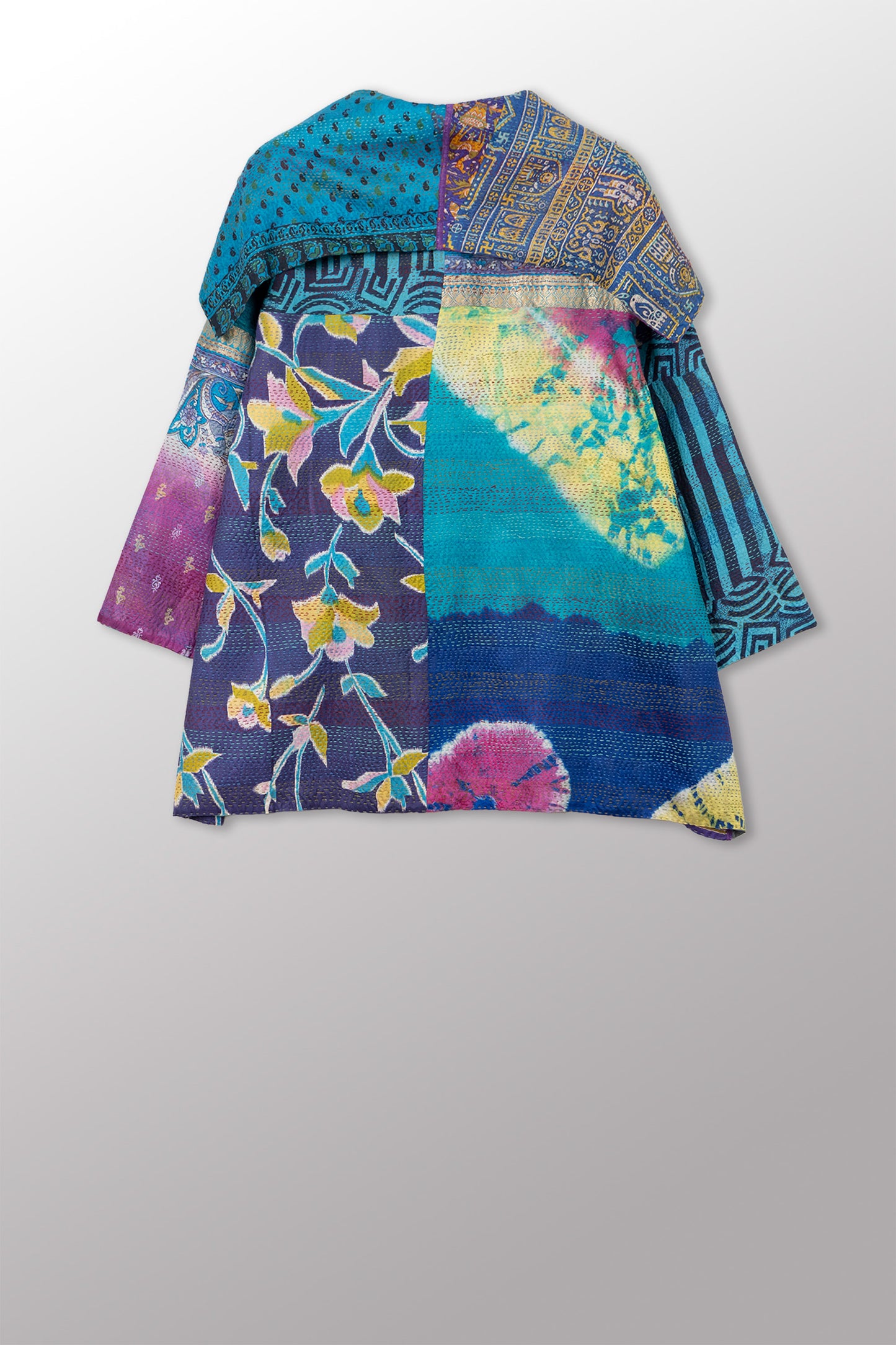 VINTAGE SILK KANTHA FLARE JKT - sv2010-0061a -