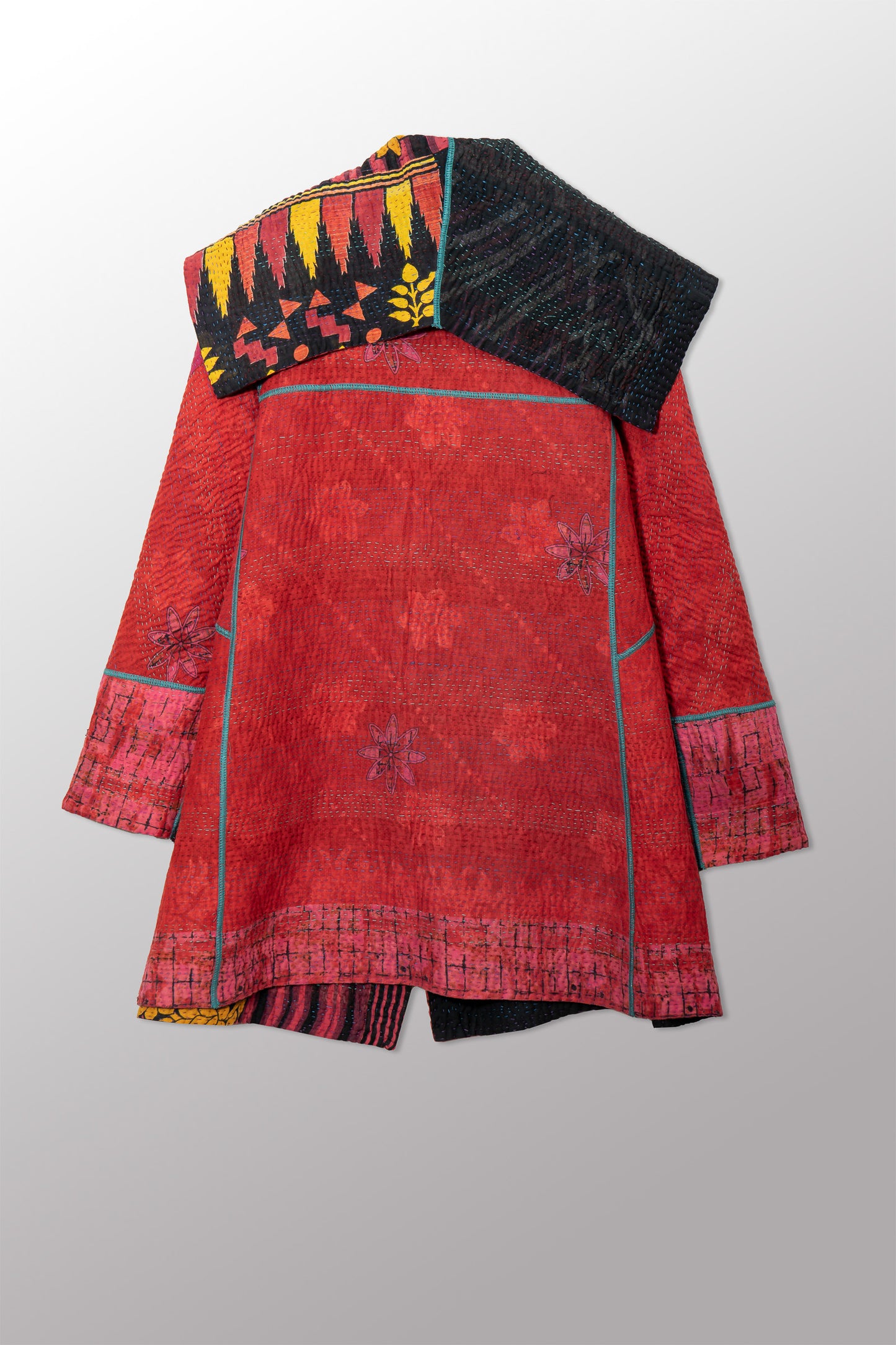 VINTAGE COTTON KANTHA A-LINE COAT P - cv4336-0002a -