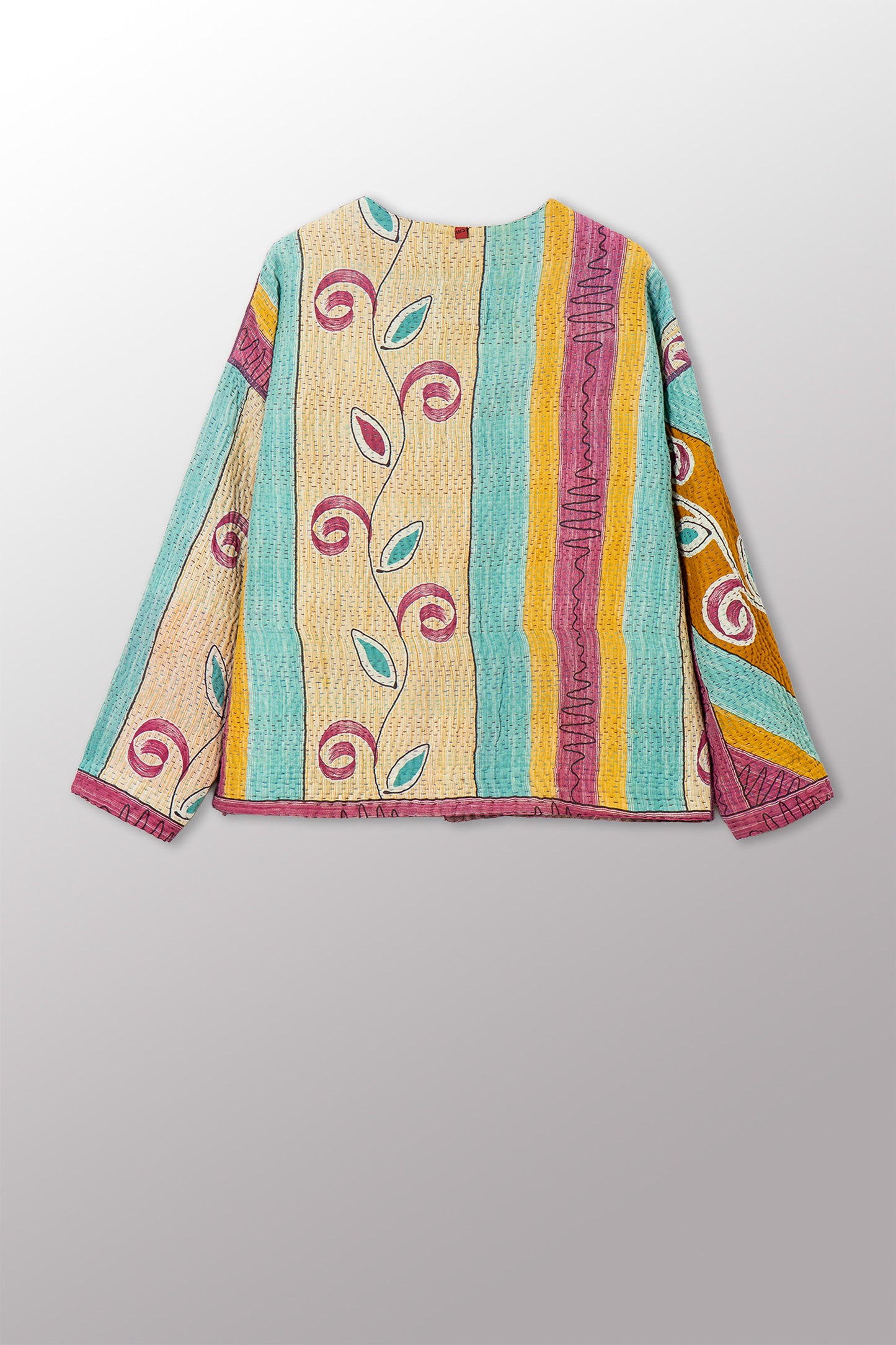 VINTAGE COTTON KANTHA CREW NECK SHORT JKT - cv4053-0070a -