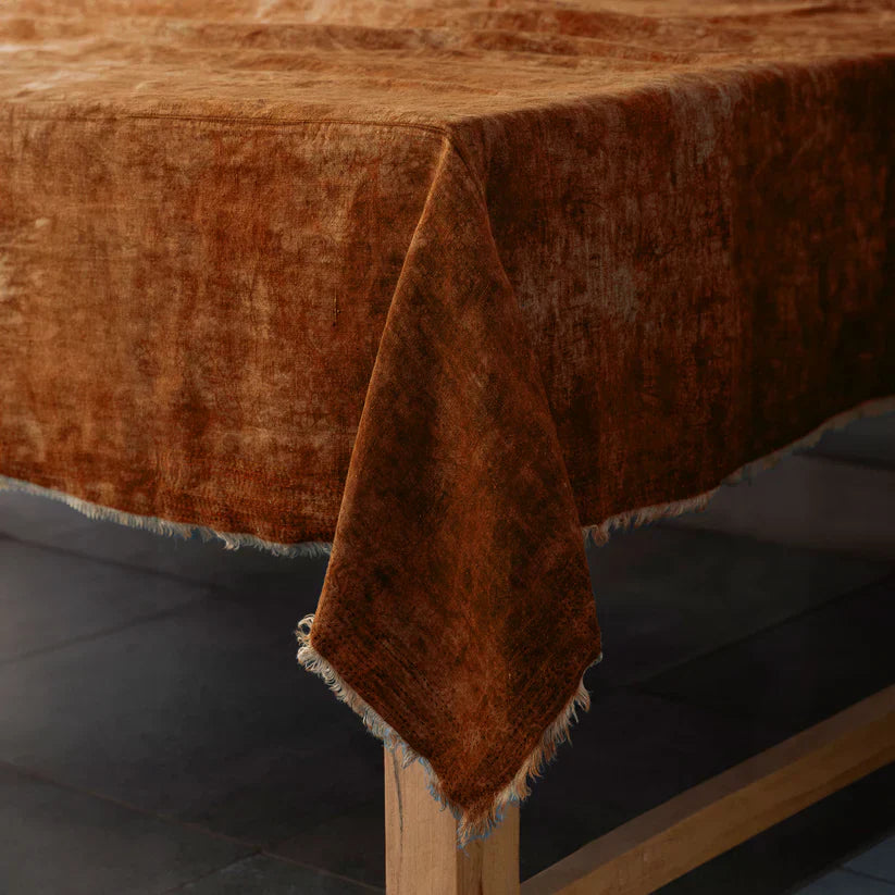 Linen Mud Dye Kantha Utopia Table Cover