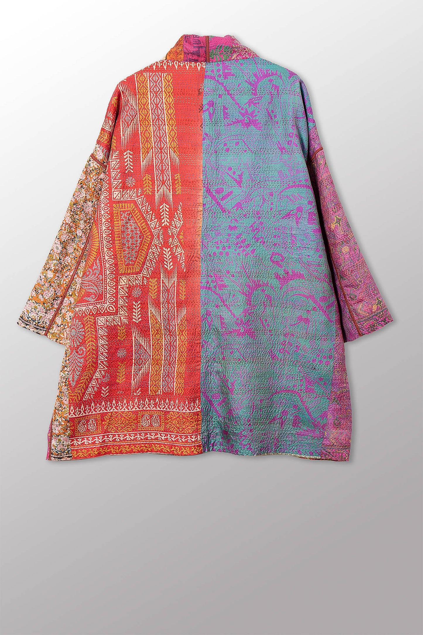 VINTAGE SILK KANTHA HAORI JACKET - sv2068-0007a -