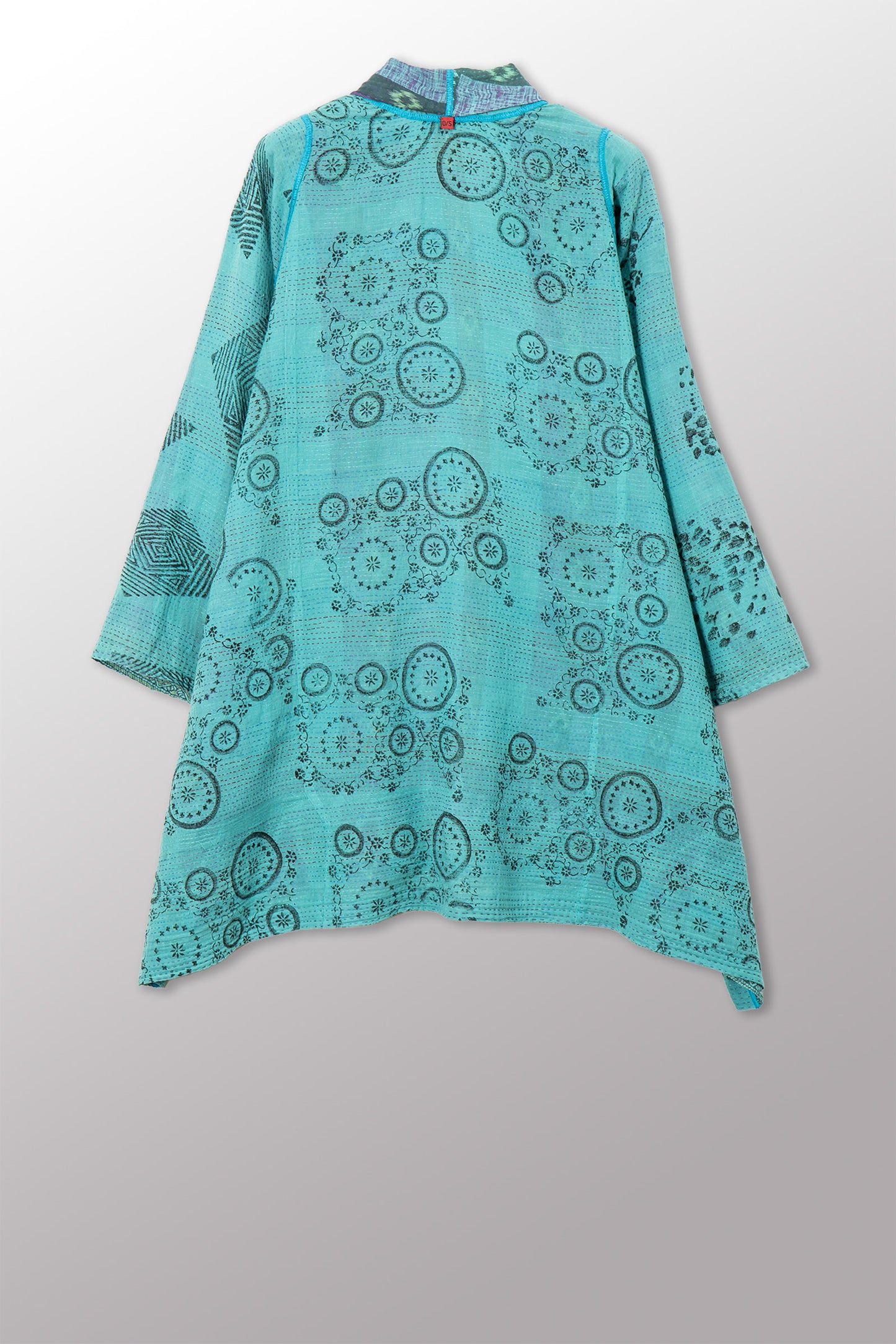 VINTAGE COTTON & NEW VOILE KANTHA A-LINE JKT - cn2003-0007a -