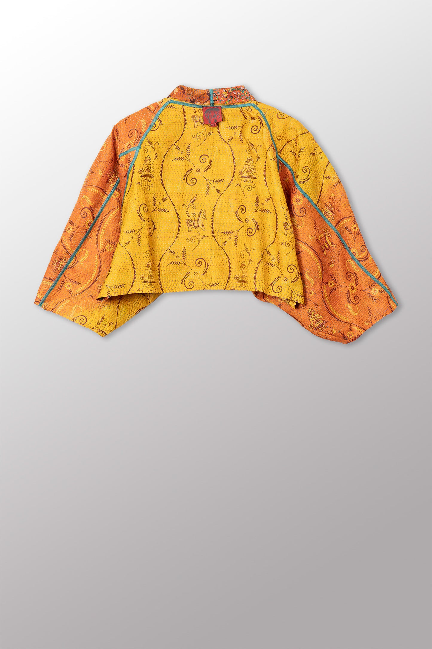 VINTAGE SILK KANTHA PUFF SLV. SHRUG - sv2062-0018a -