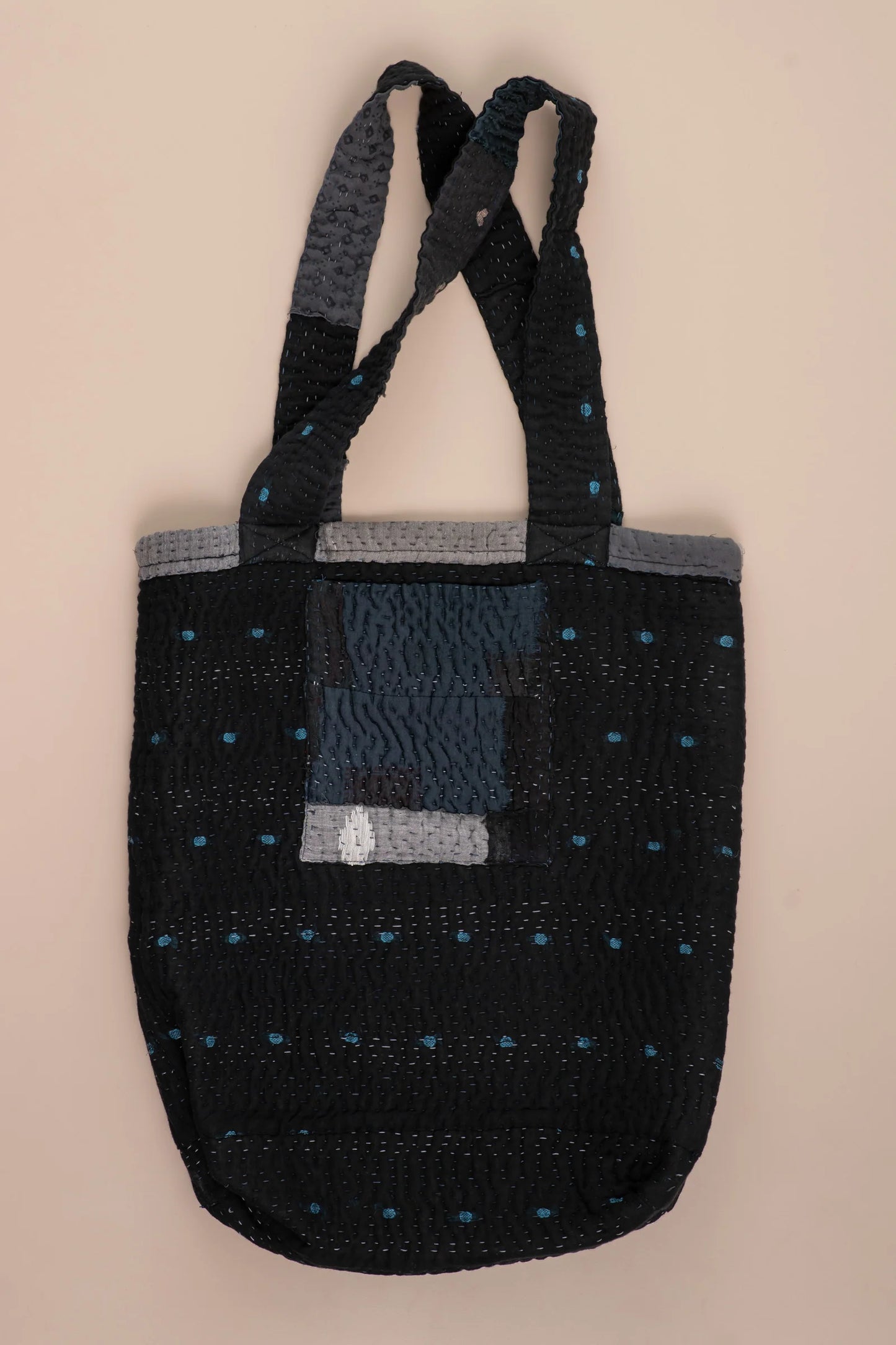Landscape Handmade Vintage Kantha Tote Bag -Black